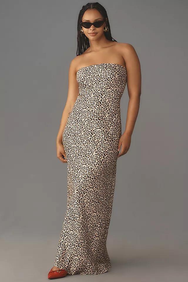 The Fleur Strapless Satin Maxi Slip Dress Product Image