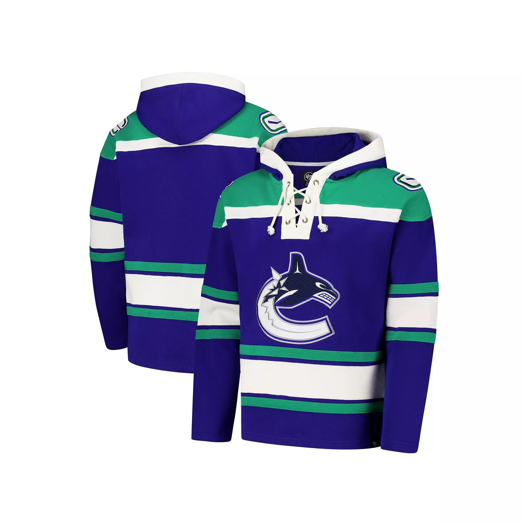 Men's '47  Royal Vancouver Canucks Superior Lacer Pullover Hoodie, Size: XL, Cnk Blue Product Image