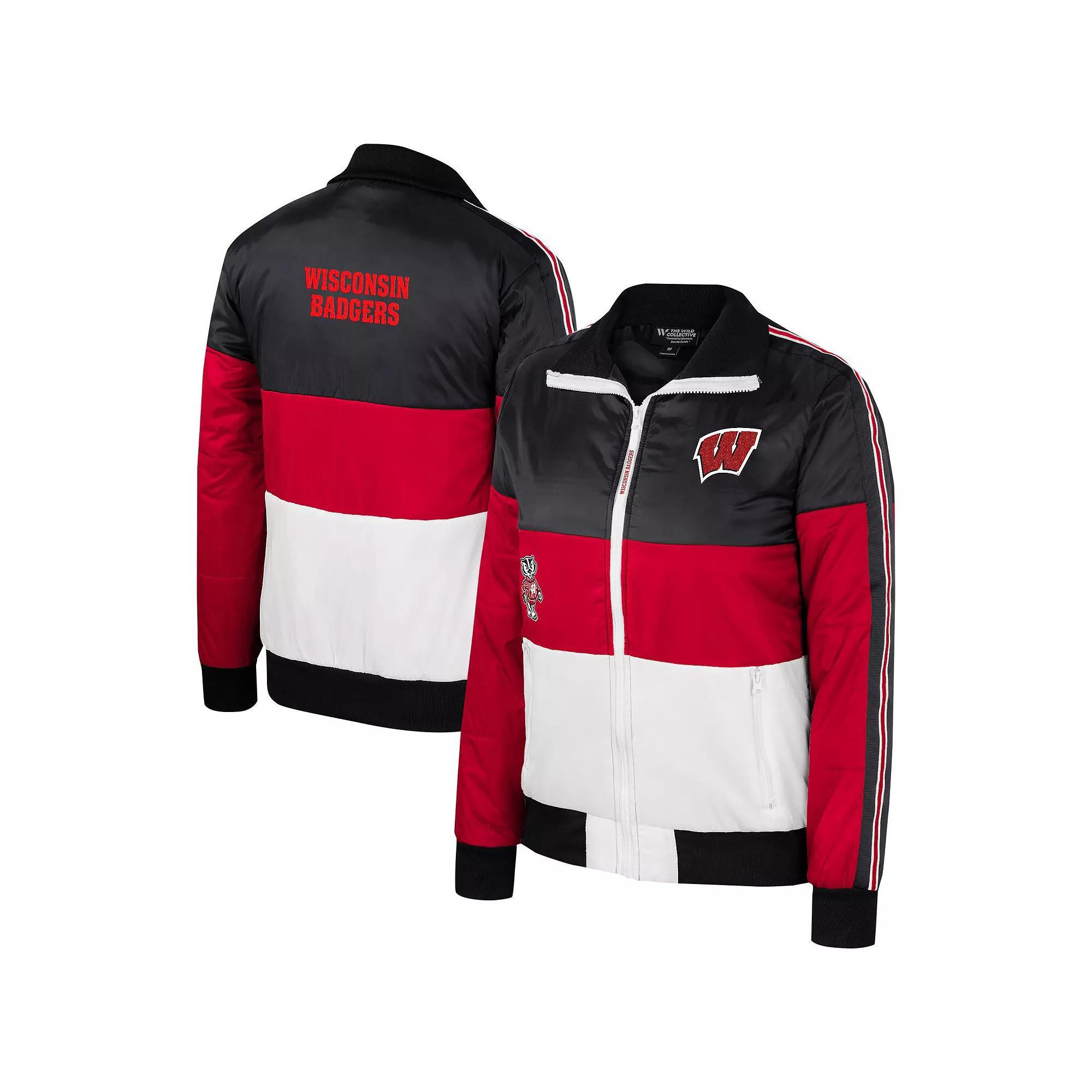 Women's The Wild Collective  Red Wisconsin Badgers Color-Block Puffer Full-Zip Jacket, Size: Large Product Image