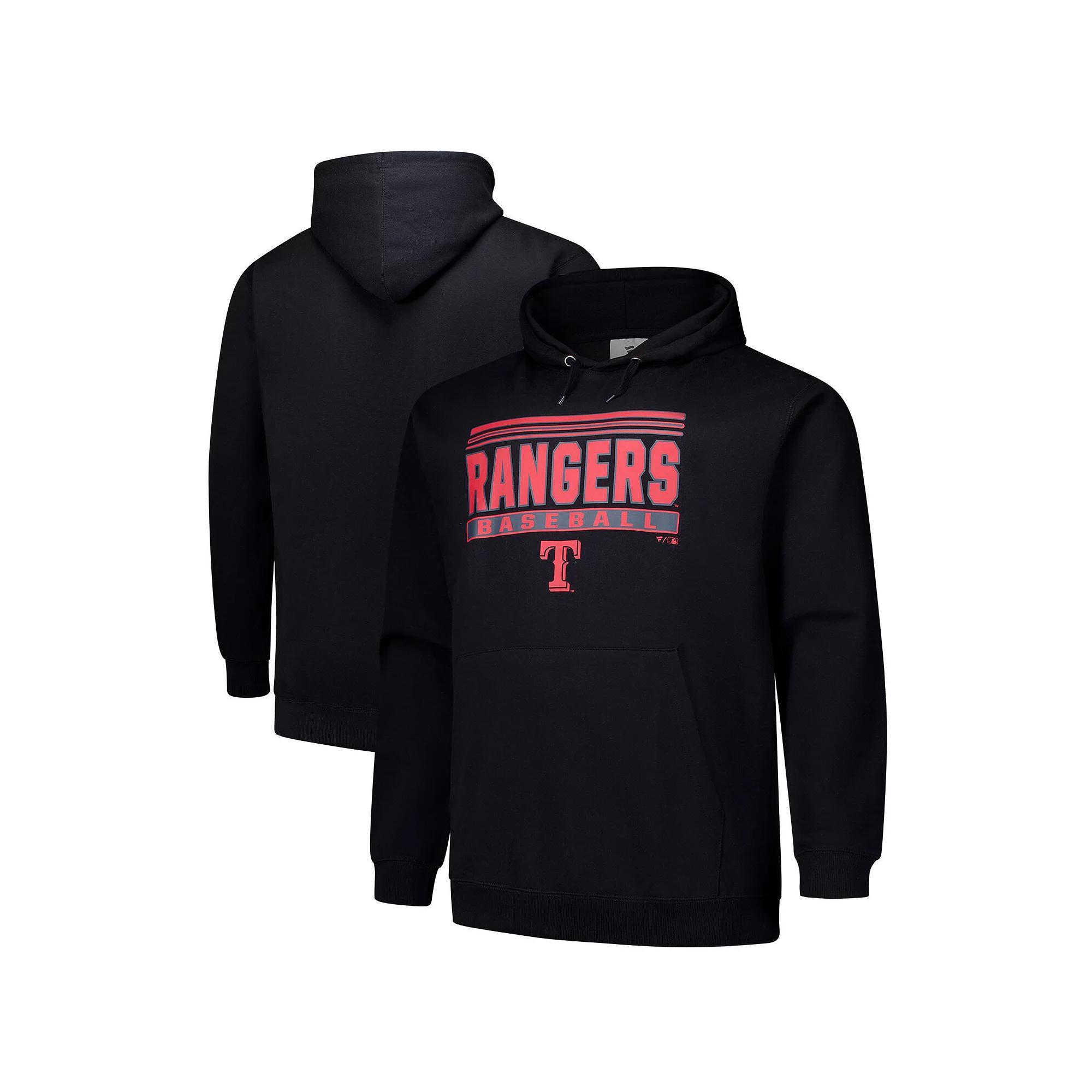 Men's  Black Texas Rangers Stack Fleece Pullover Hoodie, Size: 2XLT Product Image