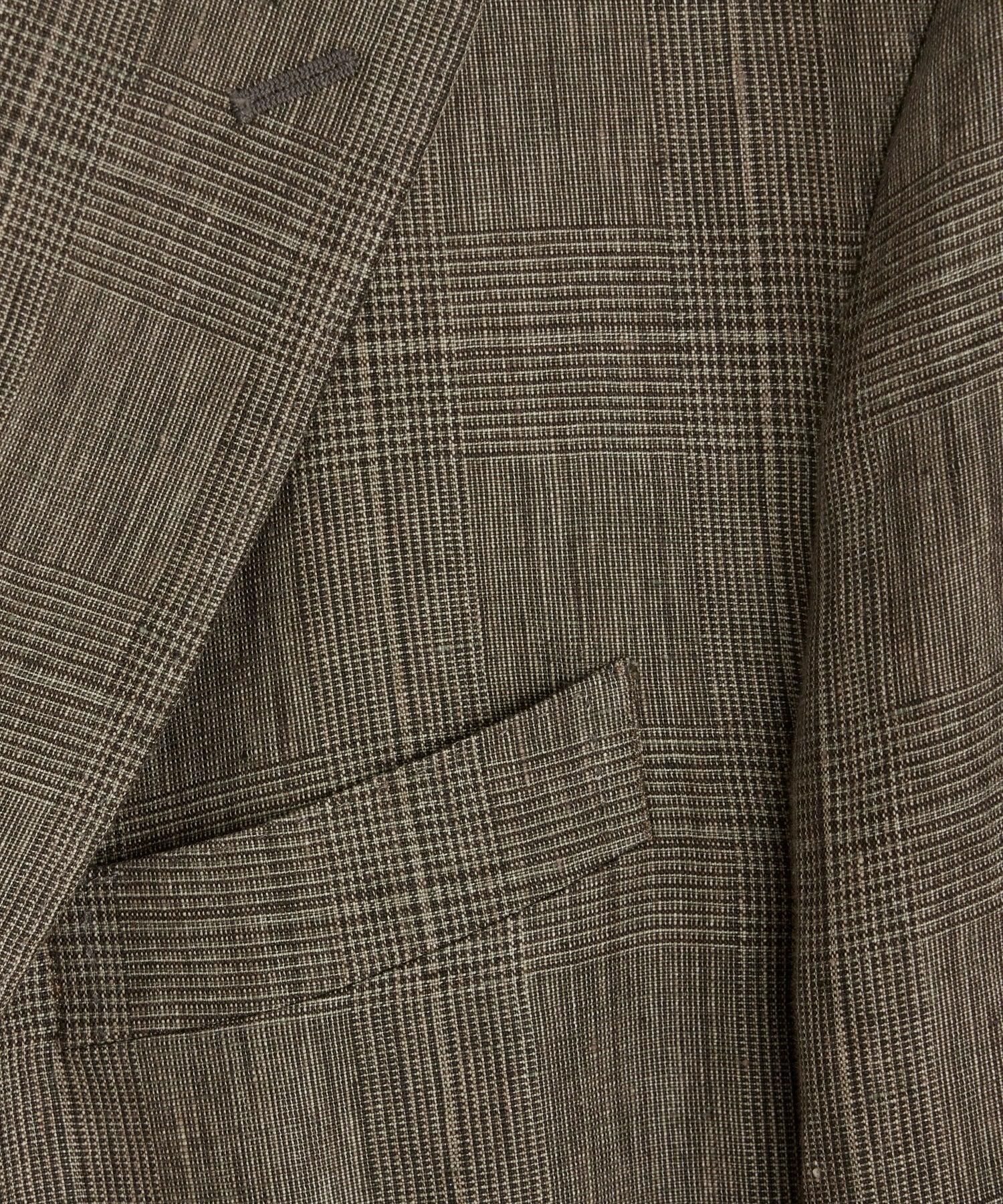 Italian Linen Sutton Jacket in Olive Glenplaid Product Image