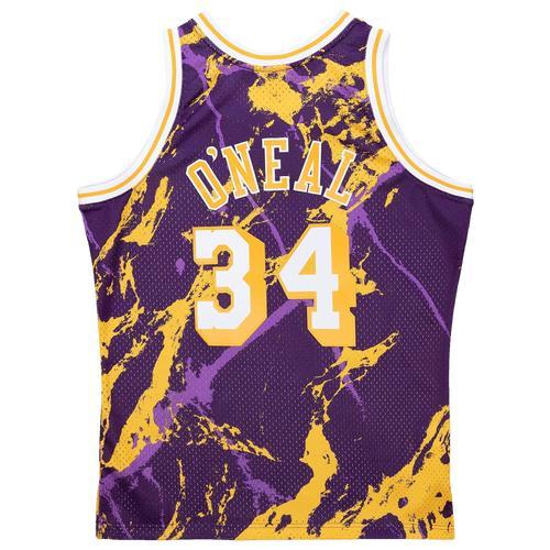 Men's Mitchell & Ness Shaquille O'Neal Purple Los Angeles Lakers 1996/97 Hardwood Classics Marble Swingman Jersey, Size: Large Product Image