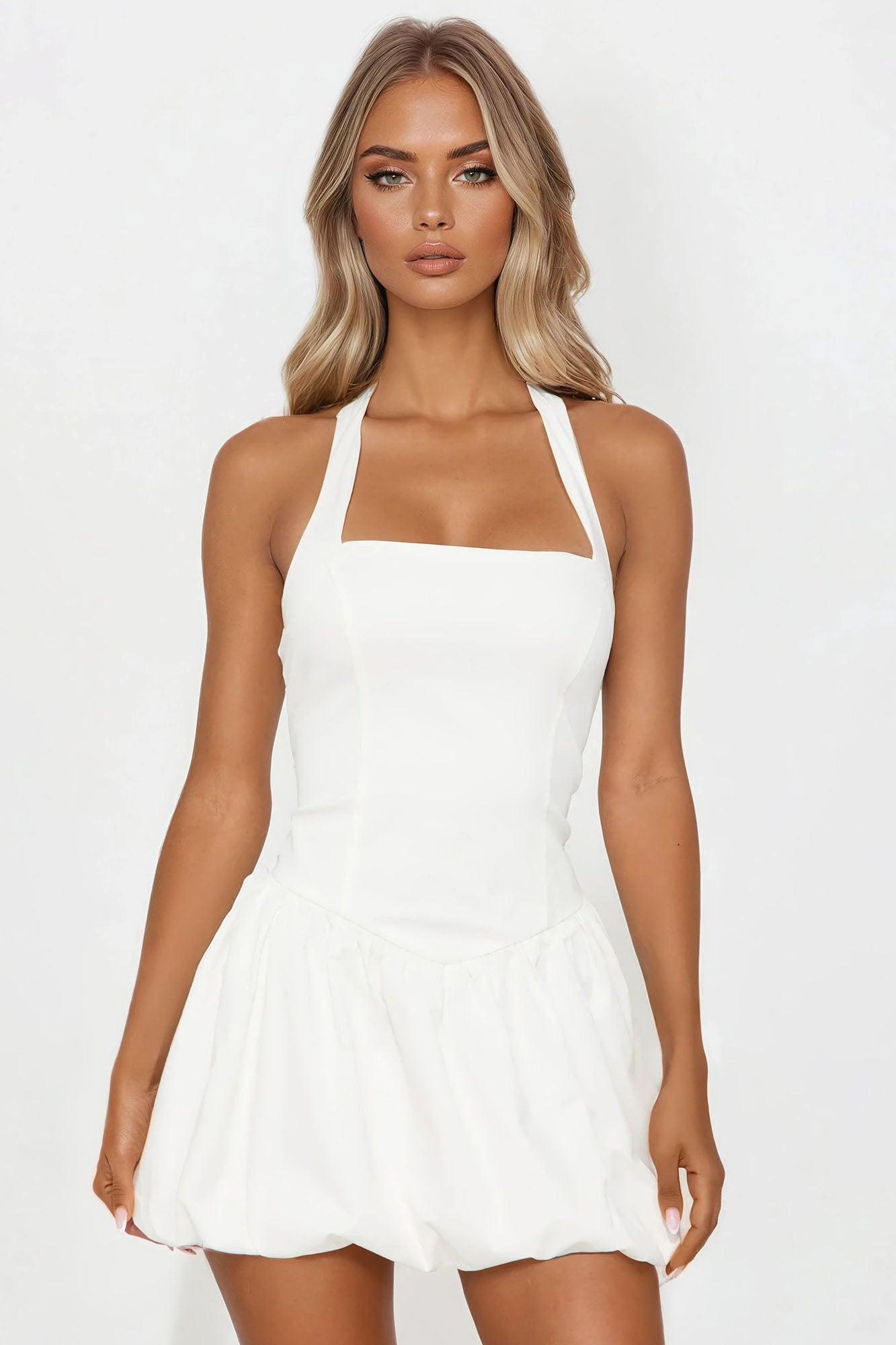 Charlotte Bubble Mini Dress - Off White Product Image