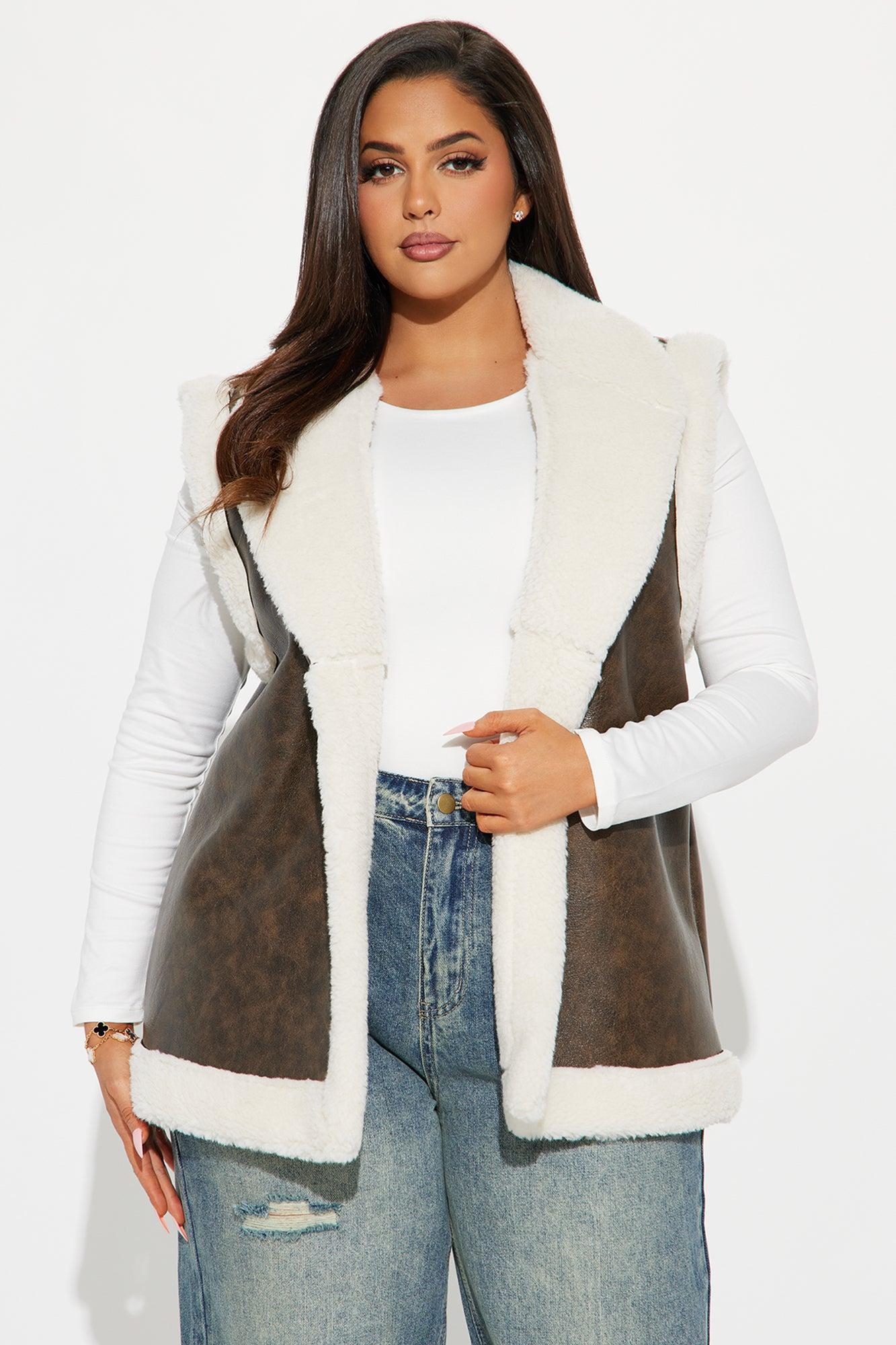 Ericka Shearling Vest - Brown Product Image
