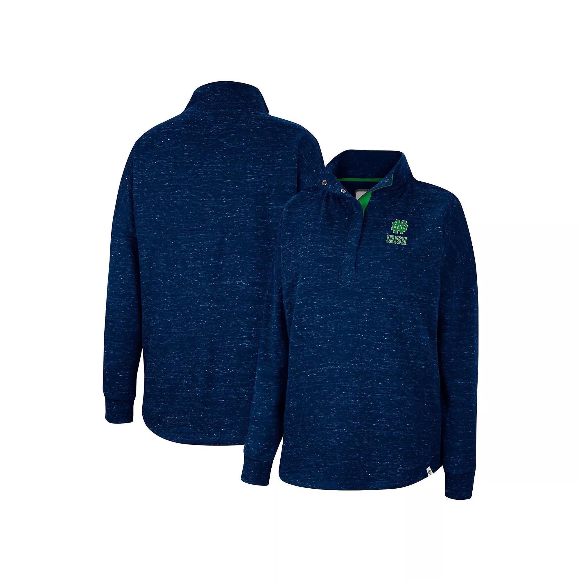 Women's Colosseum Navy Notre Dame Fighting Irish Natalie Speckled Quarter-Snap Top, Size: Small, Blue Product Image