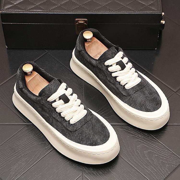 Canvas Lace-Up Platform Sneakers Product Image