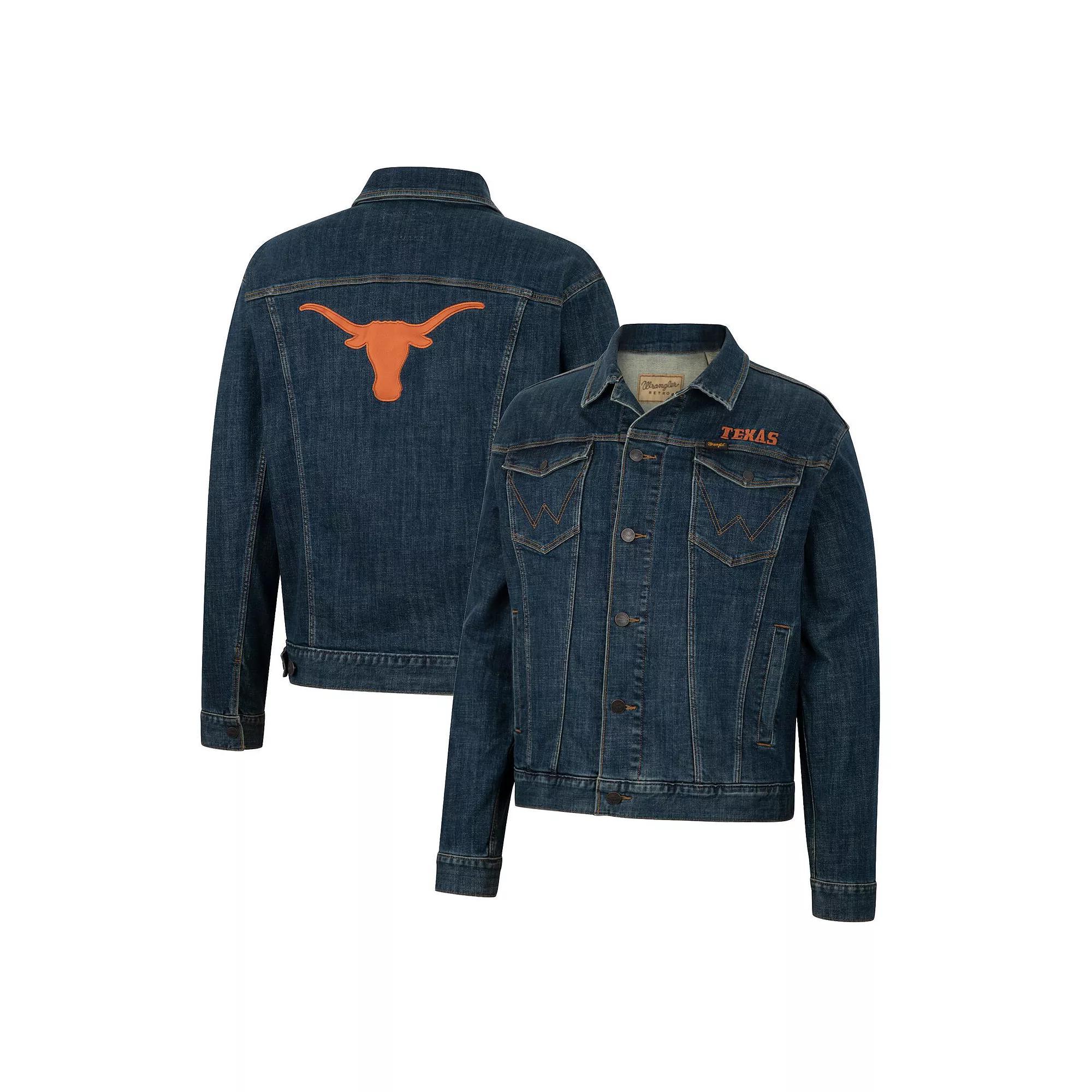 Men's Colosseum x Wrangler Navy Texas Longhorns Retro Button-Up Denim Jacket, Size: 2XL, Blue Product Image