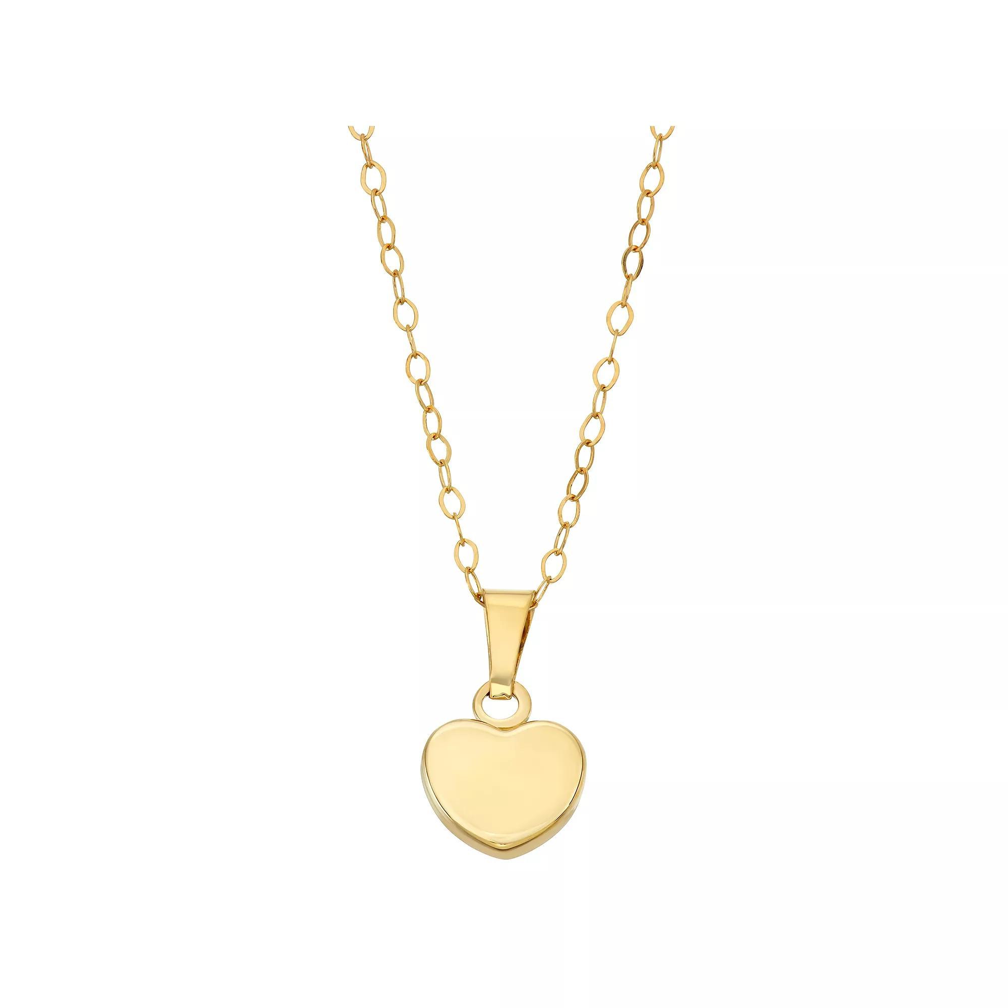 10k Gold Polished Heart Pendant, Women's, Size: 18" Product Image