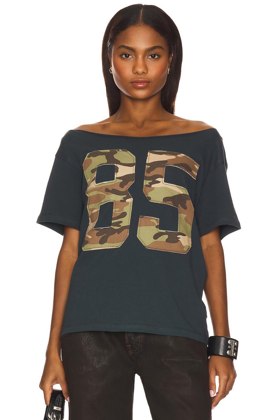 85 Camo Applique Off The Shoulder Tee DAYDREAMER Product Image