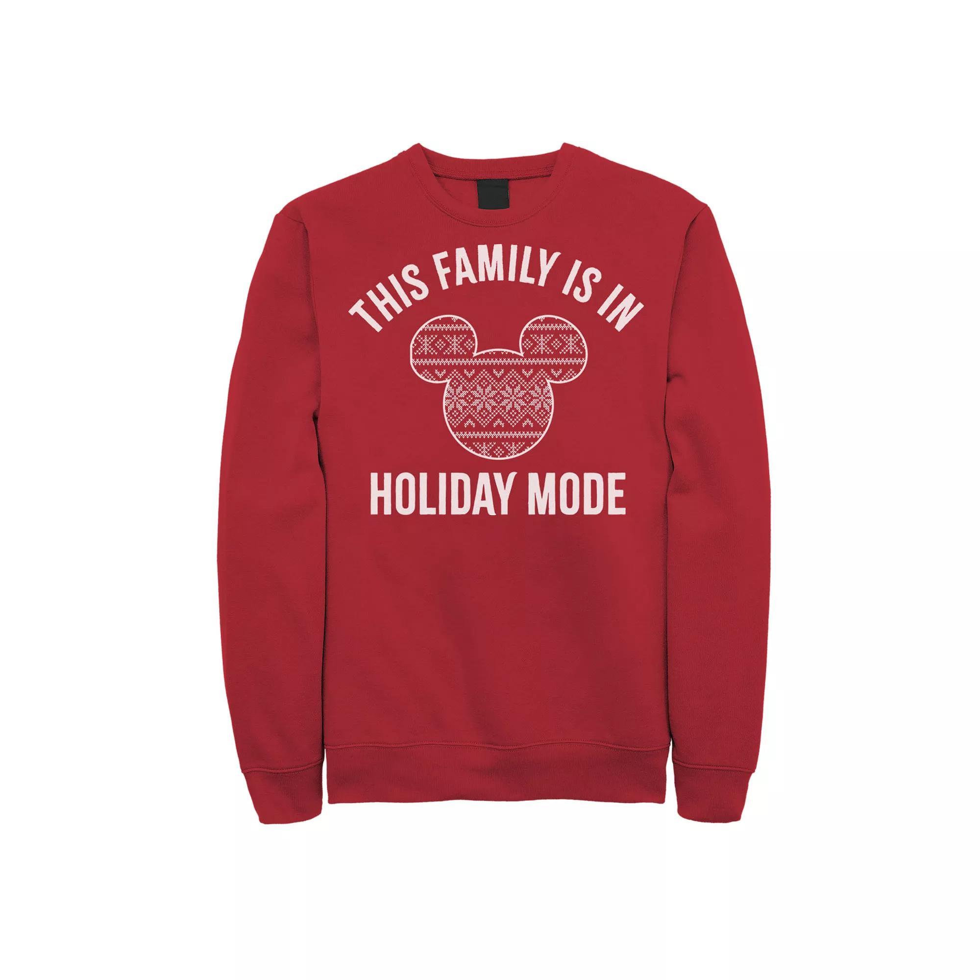 Disney's Mickey and Friends Christmas Family Holiday Mode Men's Sweatshirt, Size: Large, Red Product Image