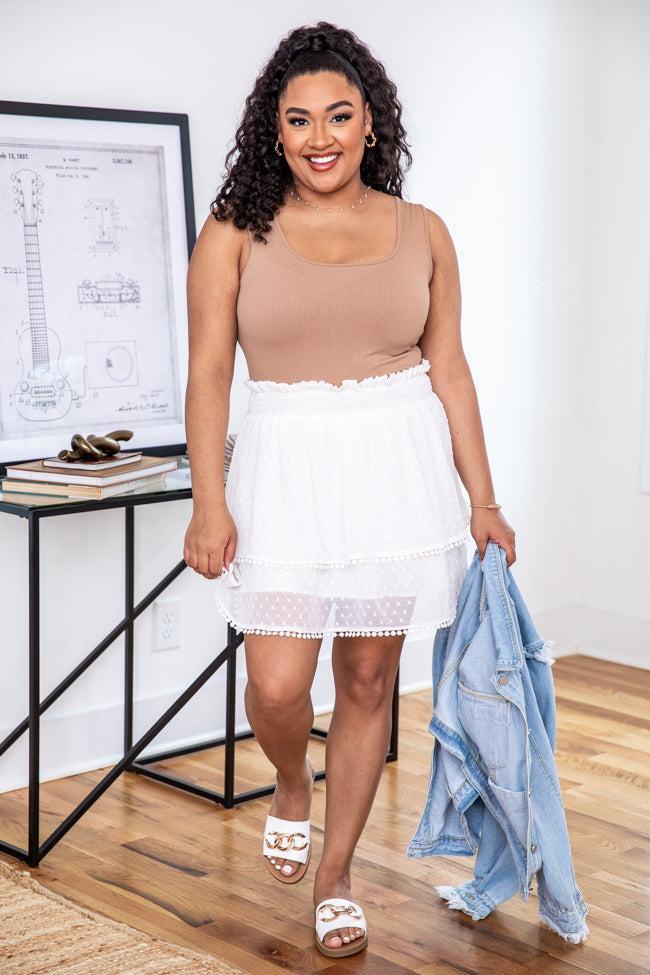 All That You Know Ivory Smocked Waist Swiss Dot Skirt FINAL SALE Product Image