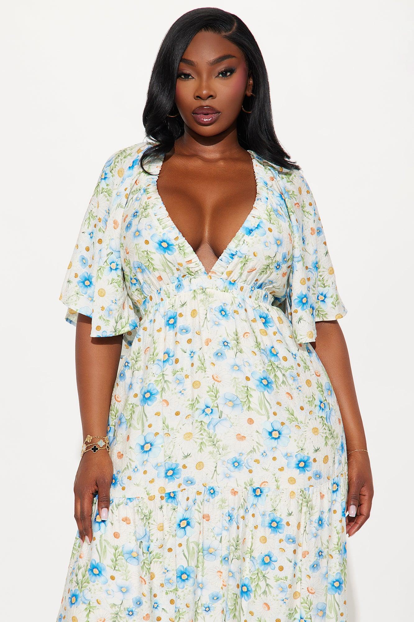 Michelle Floral Challis Maxi Dress - Blue/combo Product Image