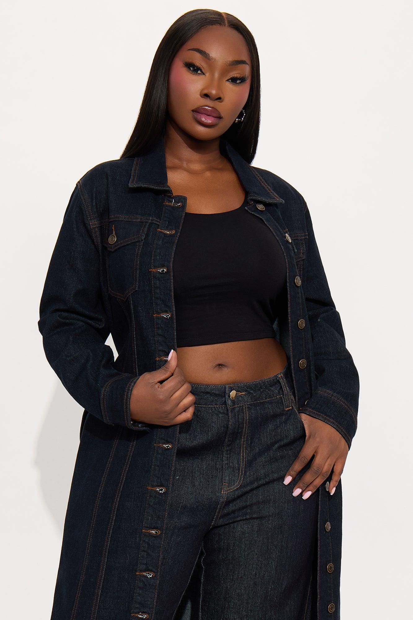 Brooke Belted Denim Trench Coat - Dark Wash Product Image