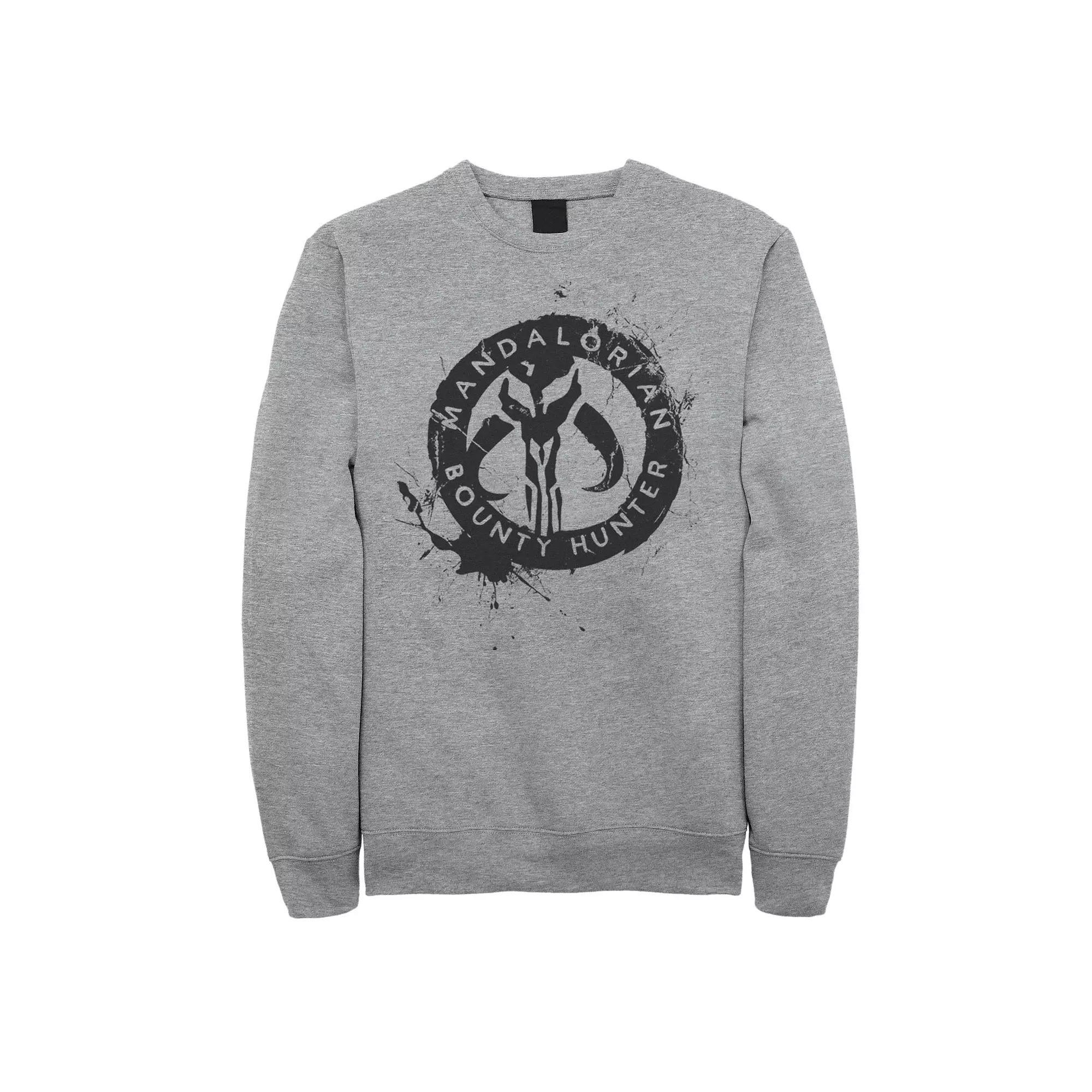 Men's Star Wars The Mandalorian Paint Splatter Emblem Graphic Fleece Pullover, Size: XXL, Athletic Grey Product Image