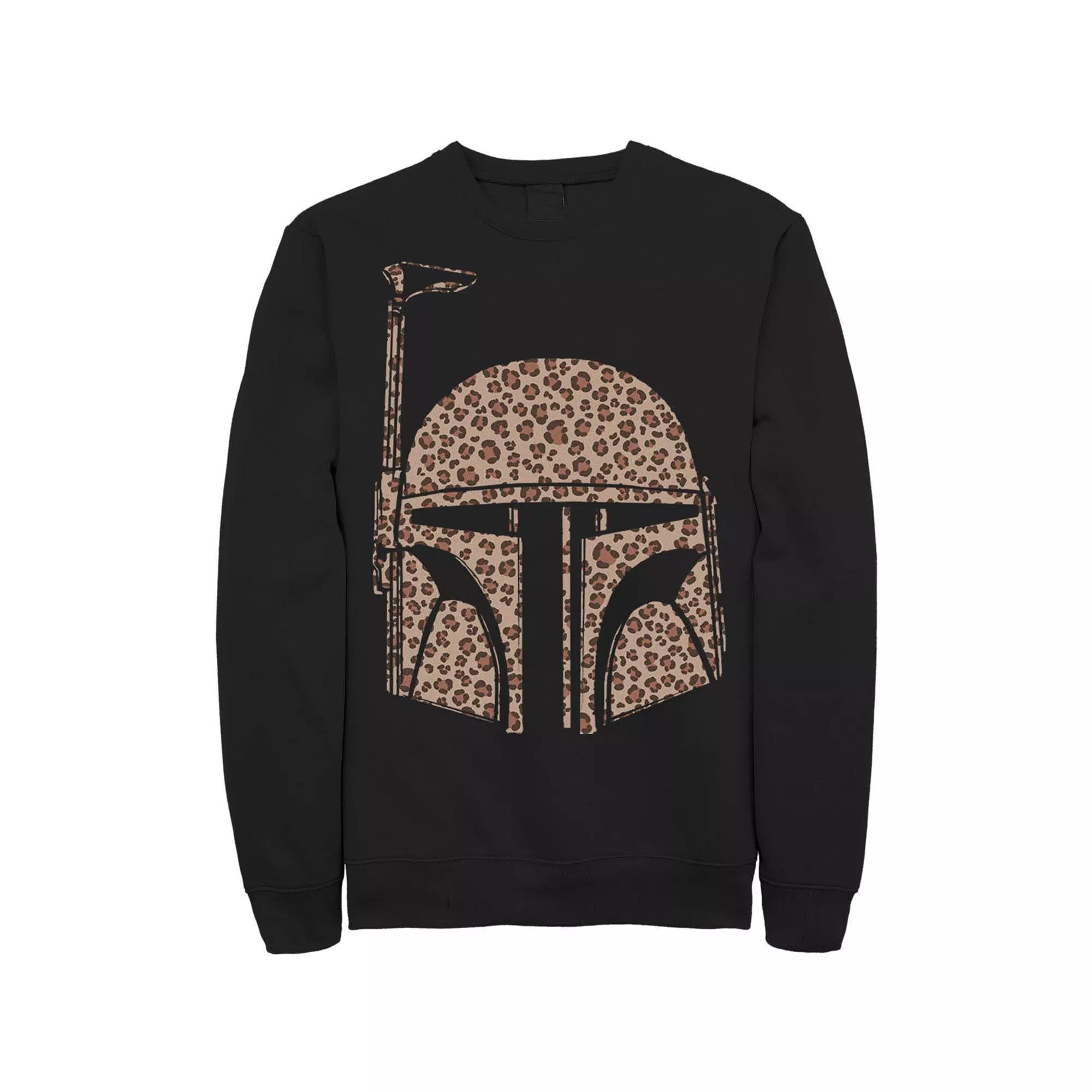 Men's Star Wars Boba Fett Helmet Cheetah Print Fill Sweatshirt, Size: 3XL, Blue Product Image
