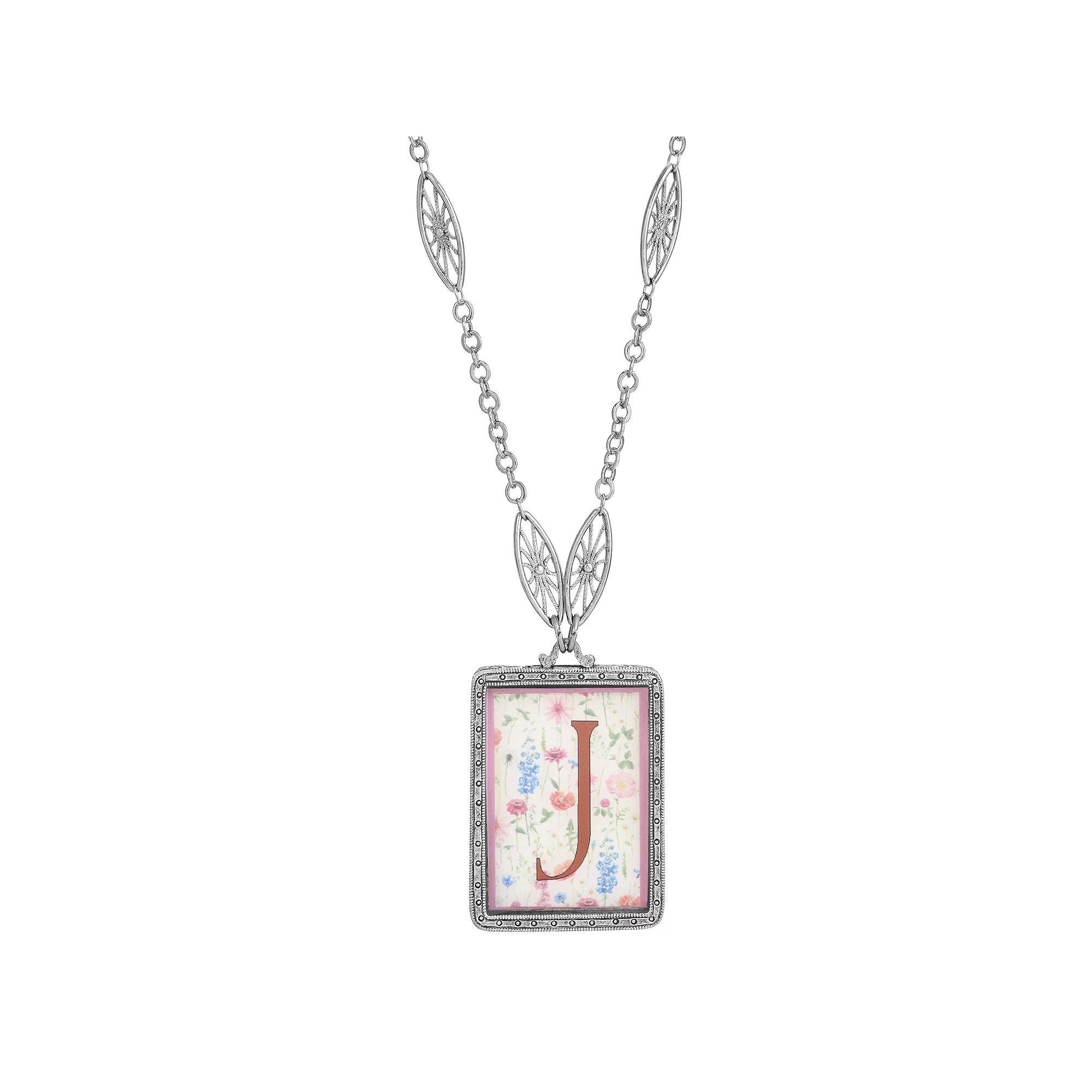1928 Floral Motif Initial Pendant, Women's, G Product Image