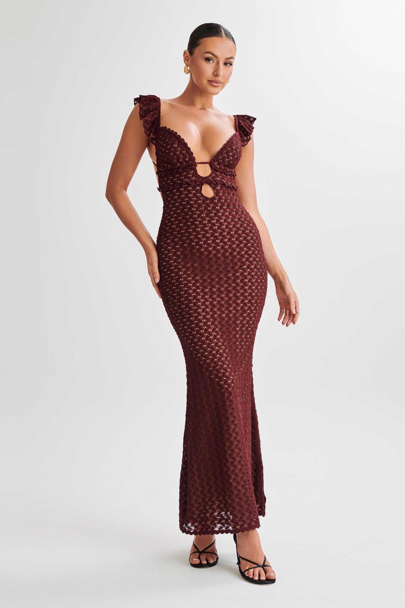 Ezra Lace Maxi Dress - Plum Product Image