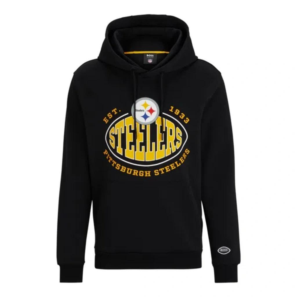 HUGO BOSS X Nfl Cotton-blend Hoodie With Collaborative Branding In Black Product Image