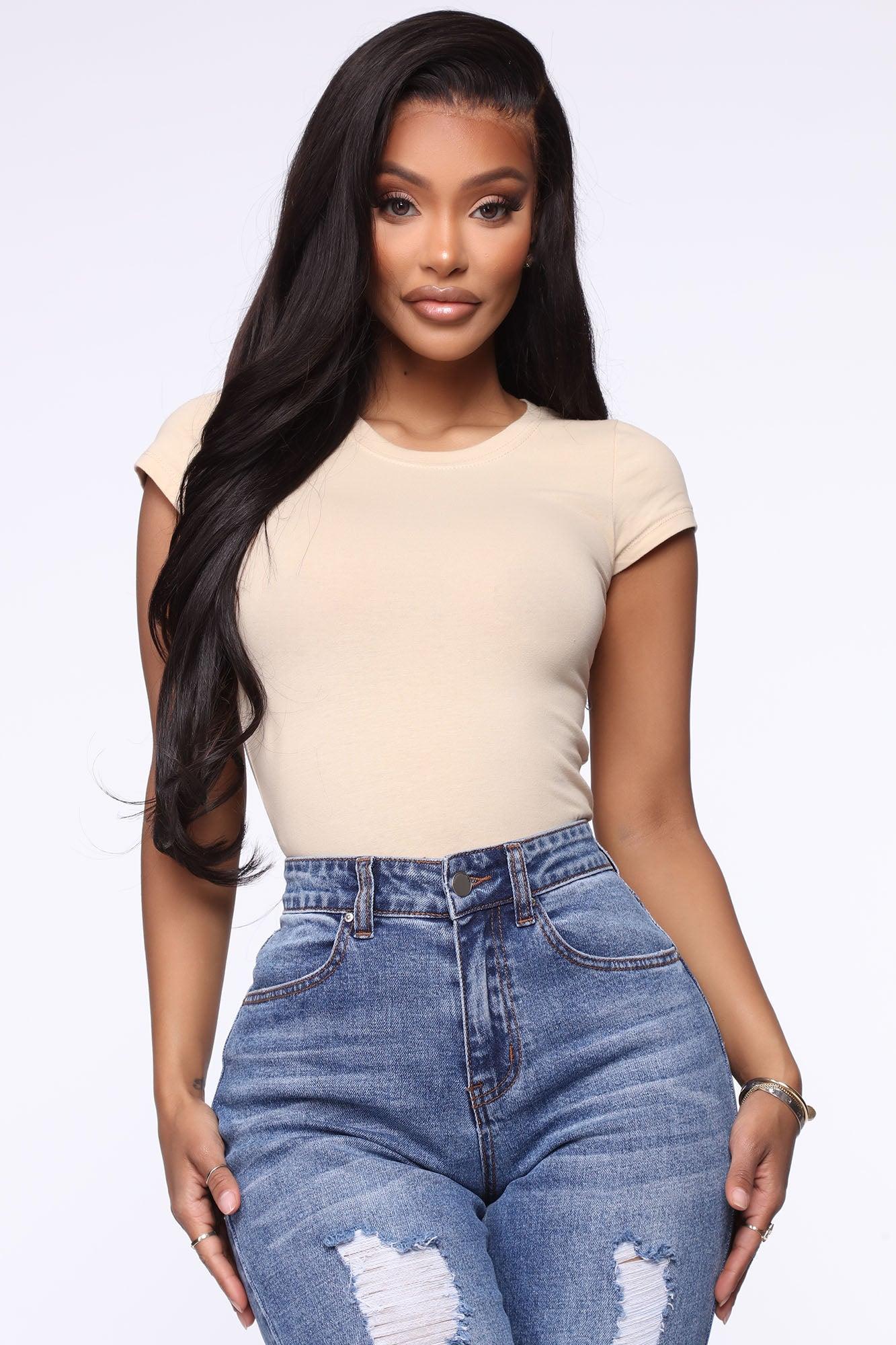 Lily Crew Neck Top - Taupe Product Image