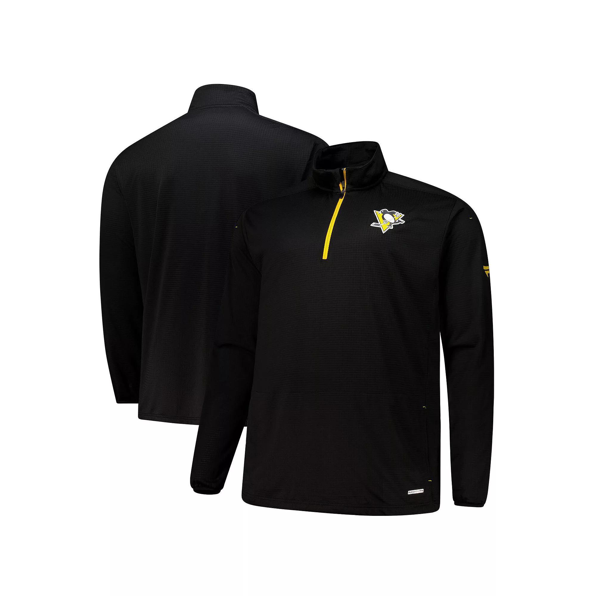 Men's Fanatics  Black Pittsburgh Penguins Big & Tall Authentic Pro Quarter-Zip Pullover, Size: 3XB Product Image