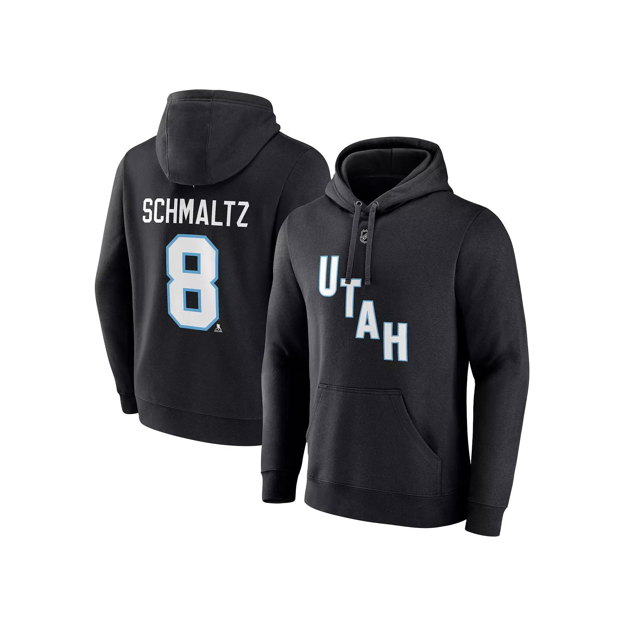 Men's Fanatics Nick Schmaltz Black NHL Utah Authentic Stack Name & Number Tri-Blend Pullover Hoodie, Size: 2XL, Ute Black Product Image