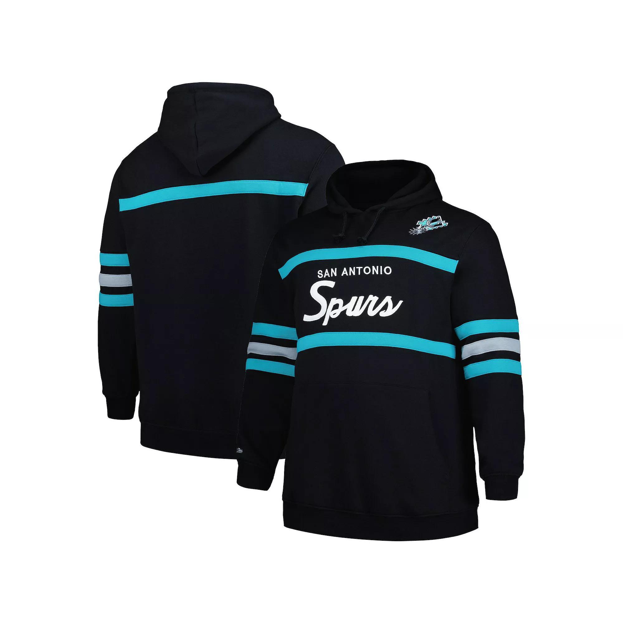 Men's Mitchell & Ness Black San Antonio Spurs Big & Tall Hardwood Classics Head Coach Pullover Hoodie, Size: 2XB Product Image