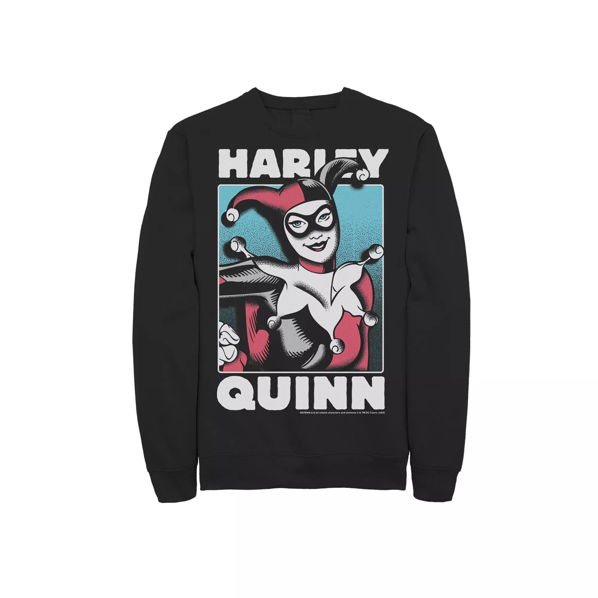 Men's DC Comics Harley Quinn Portrait Sweatshirt, Size: Medium, Black Product Image