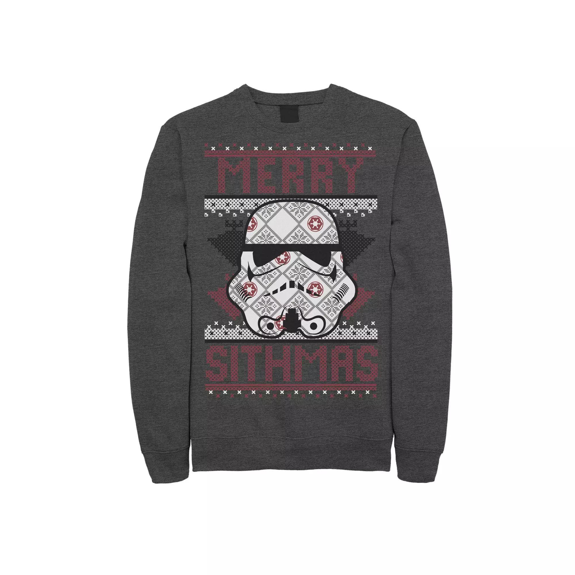 Men's Star Wars Stormtrooper Helmet "Merry Sithmas" Sweatshirt, Size: 3XL, Athletic Grey Product Image