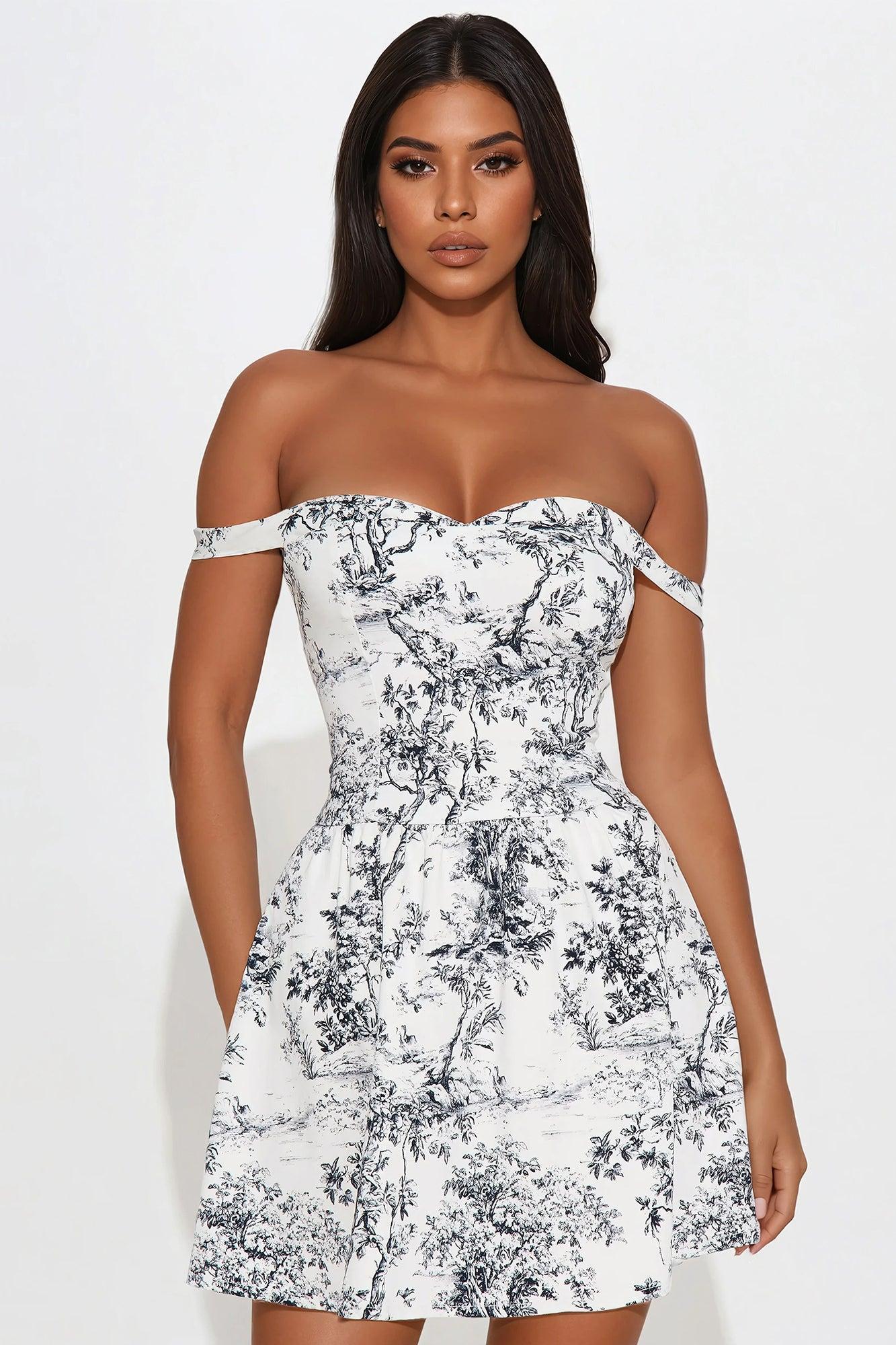 Rustic Beauty Stretch Mini Dress - White/combo Product Image