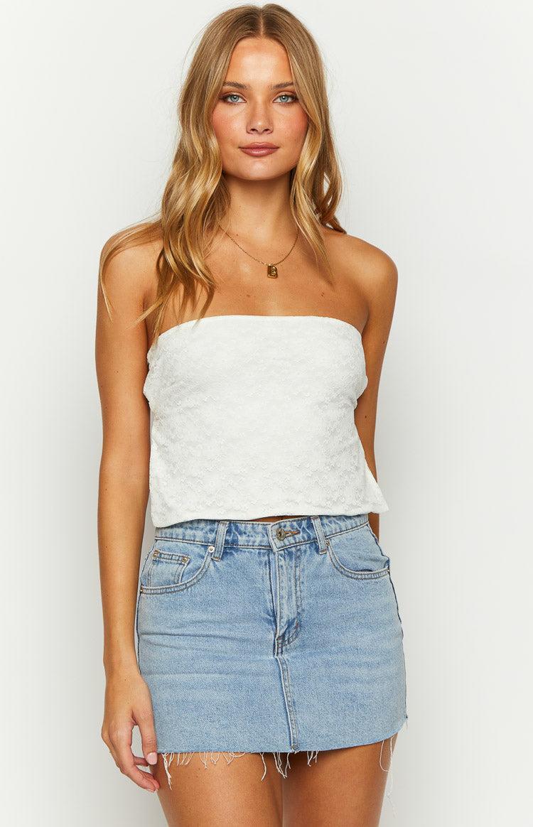 Ibiza White Lace Strapless Top Product Image