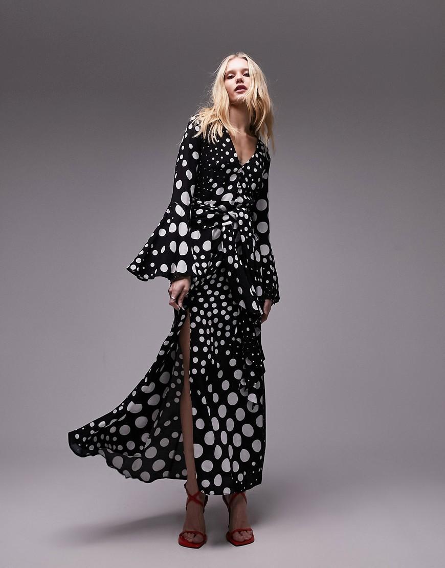 Topshop button down V-neck tie front midi dress Product Image