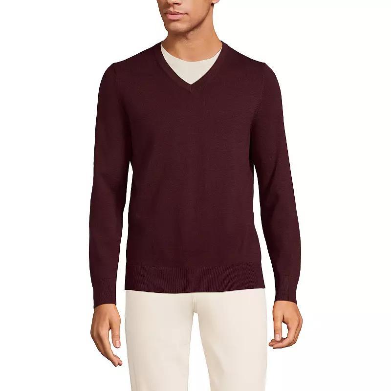 Men's Lands' End Fine Gauge Cotton V-Neck Sweater, Size: Small, Radiant Blue Product Image