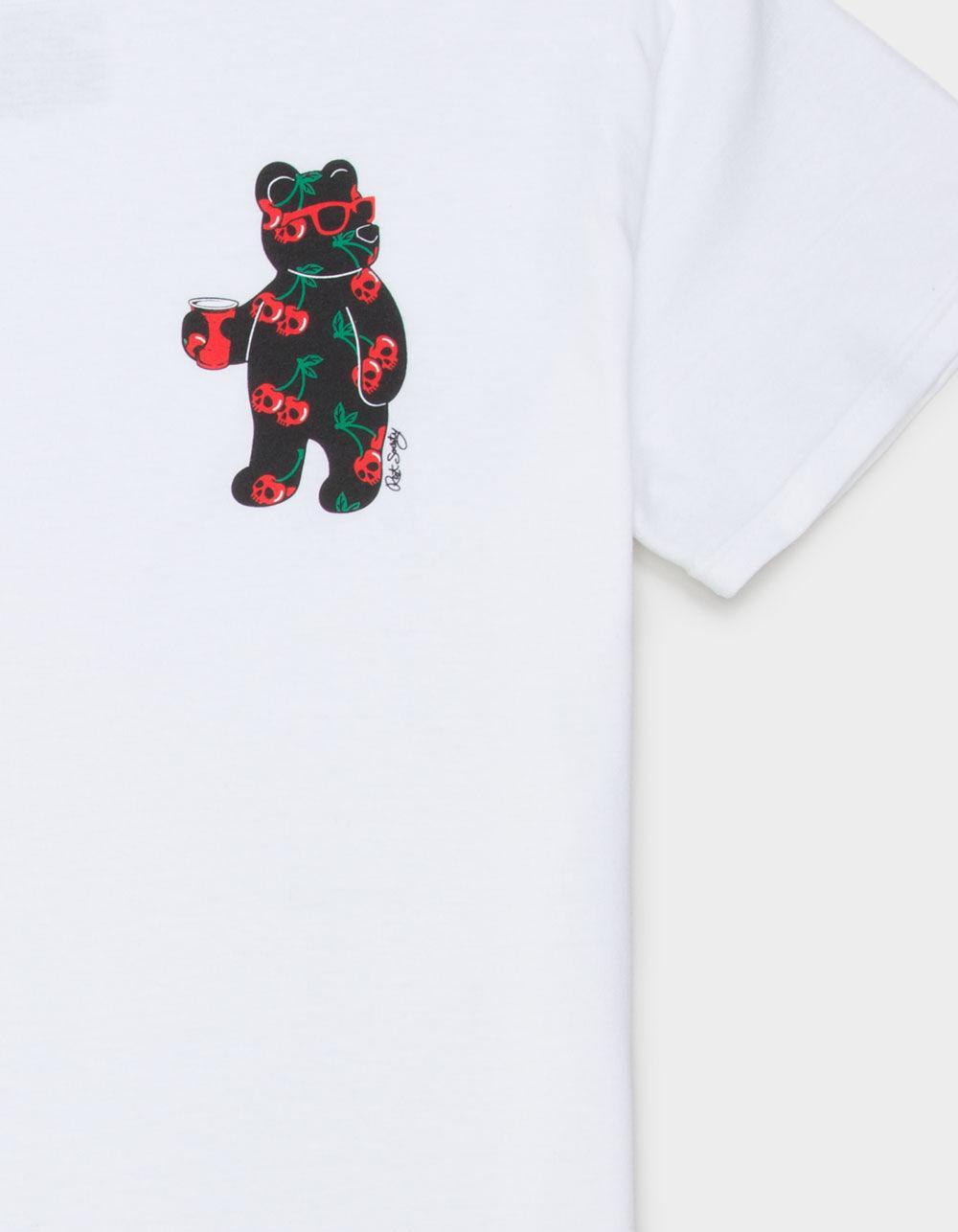 RIOT SOCIETY Riot Bear Cherry Skulls Mens Tee - WHITE Product Image