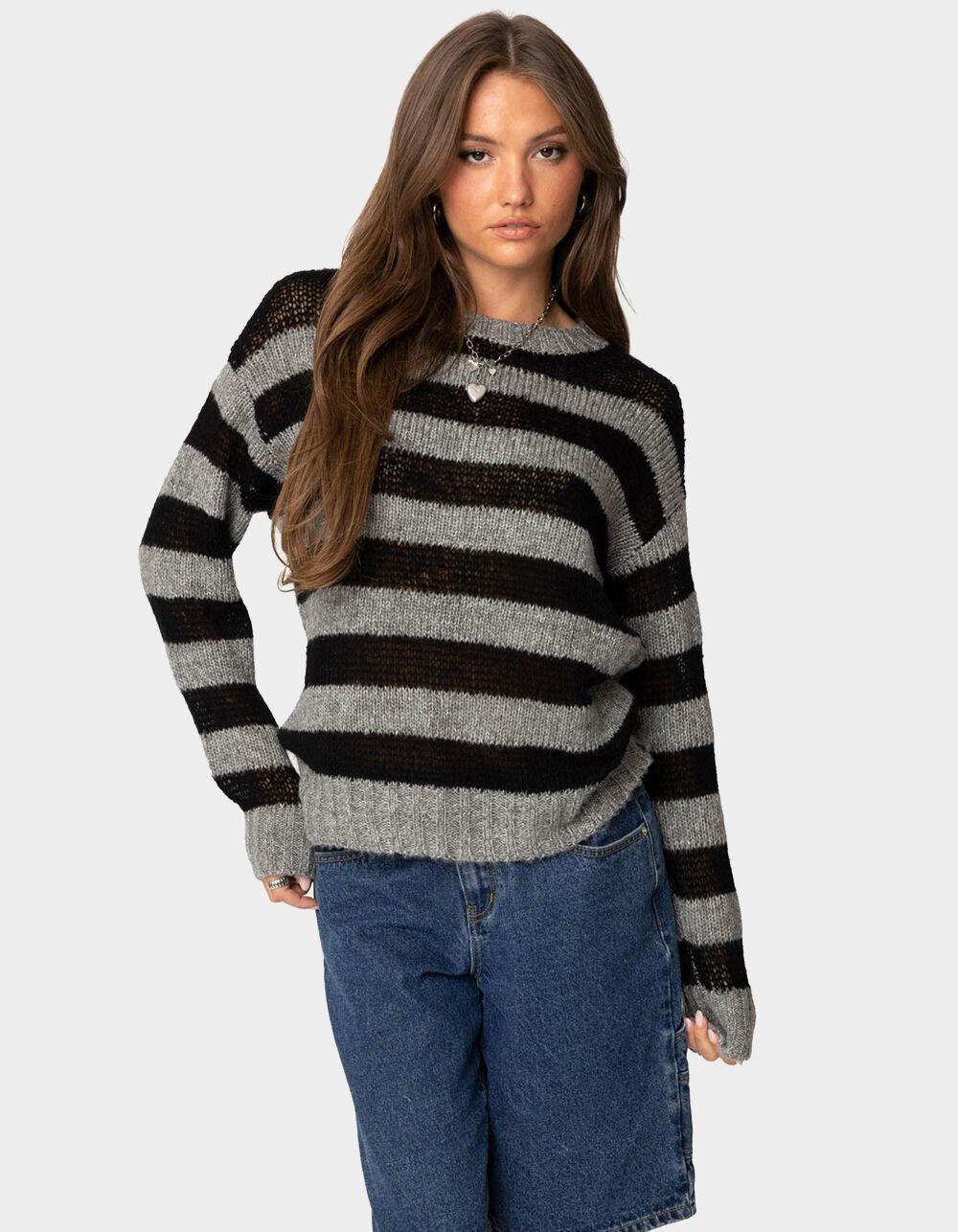 EDIKTED Light Knit Striped Sweater Product Image