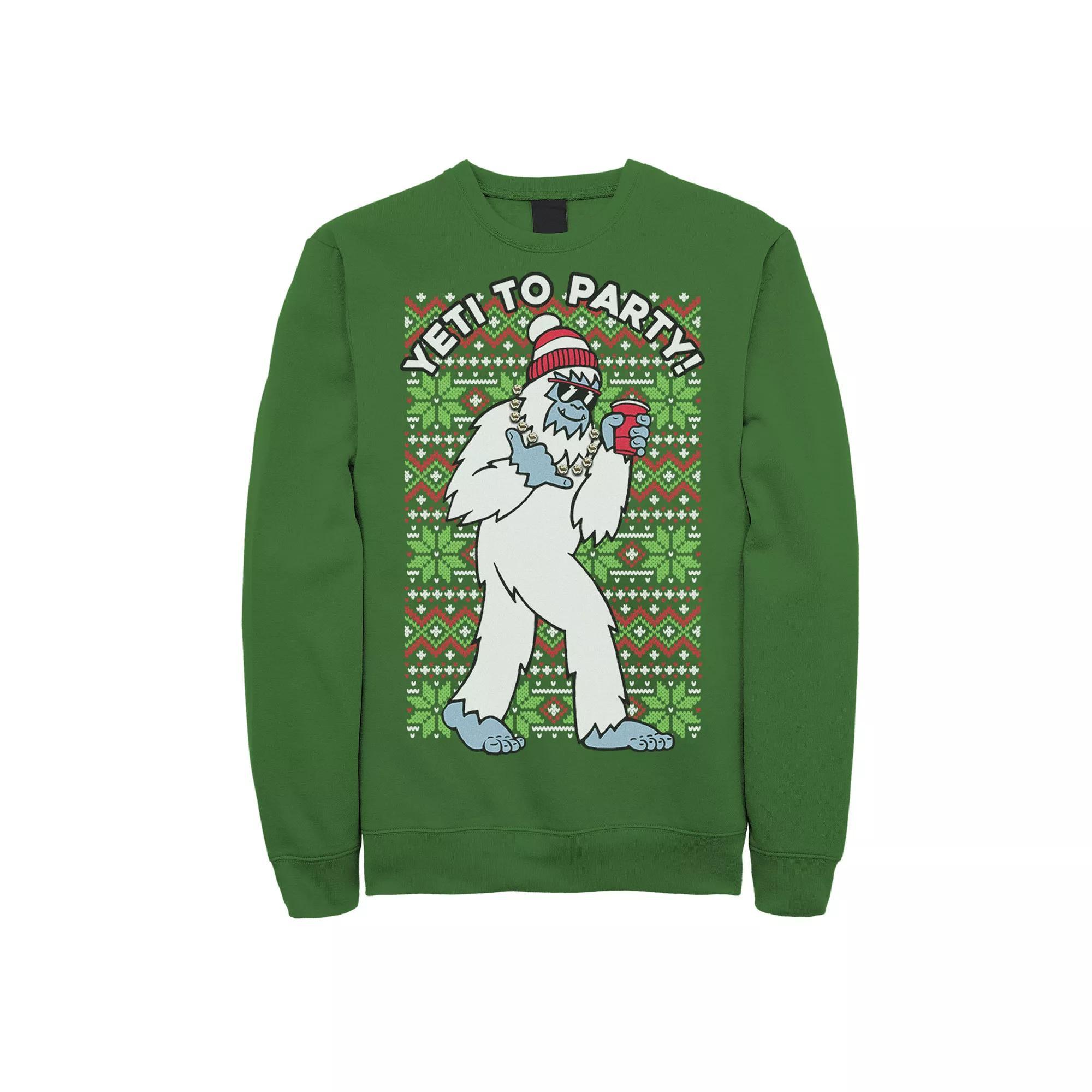 Men's Yeti To The Party Ugly Christmas Sweater Fleece, Size: XL, Kelly Product Image