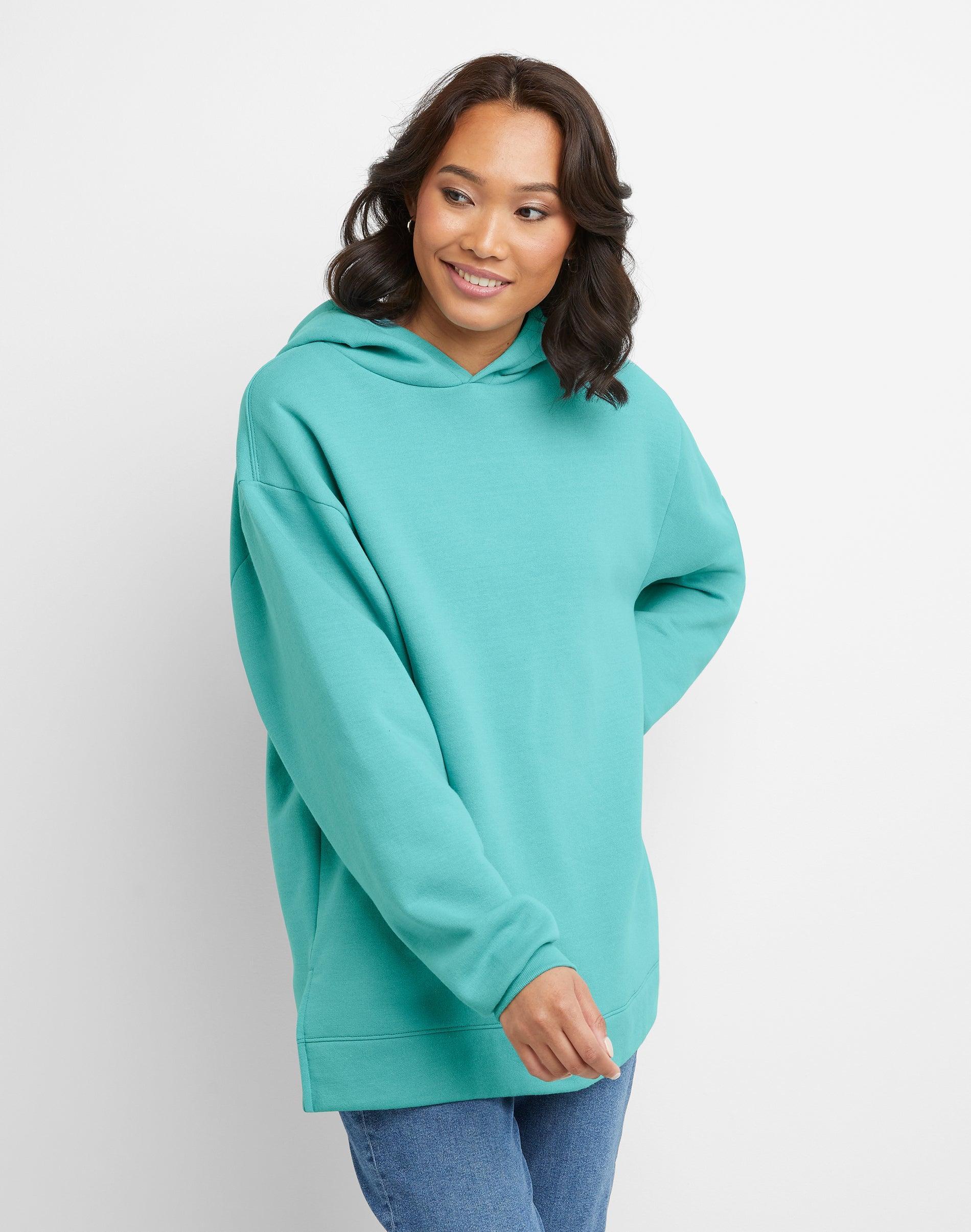 Women's Hanes® EcoSmart Fleece Tunic Hoodie, Size: Large, Spirited Pink Product Image