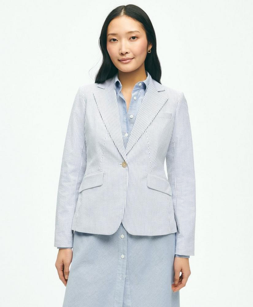 Classic Striped Seersucker Jacket In Cotton Blend Product Image