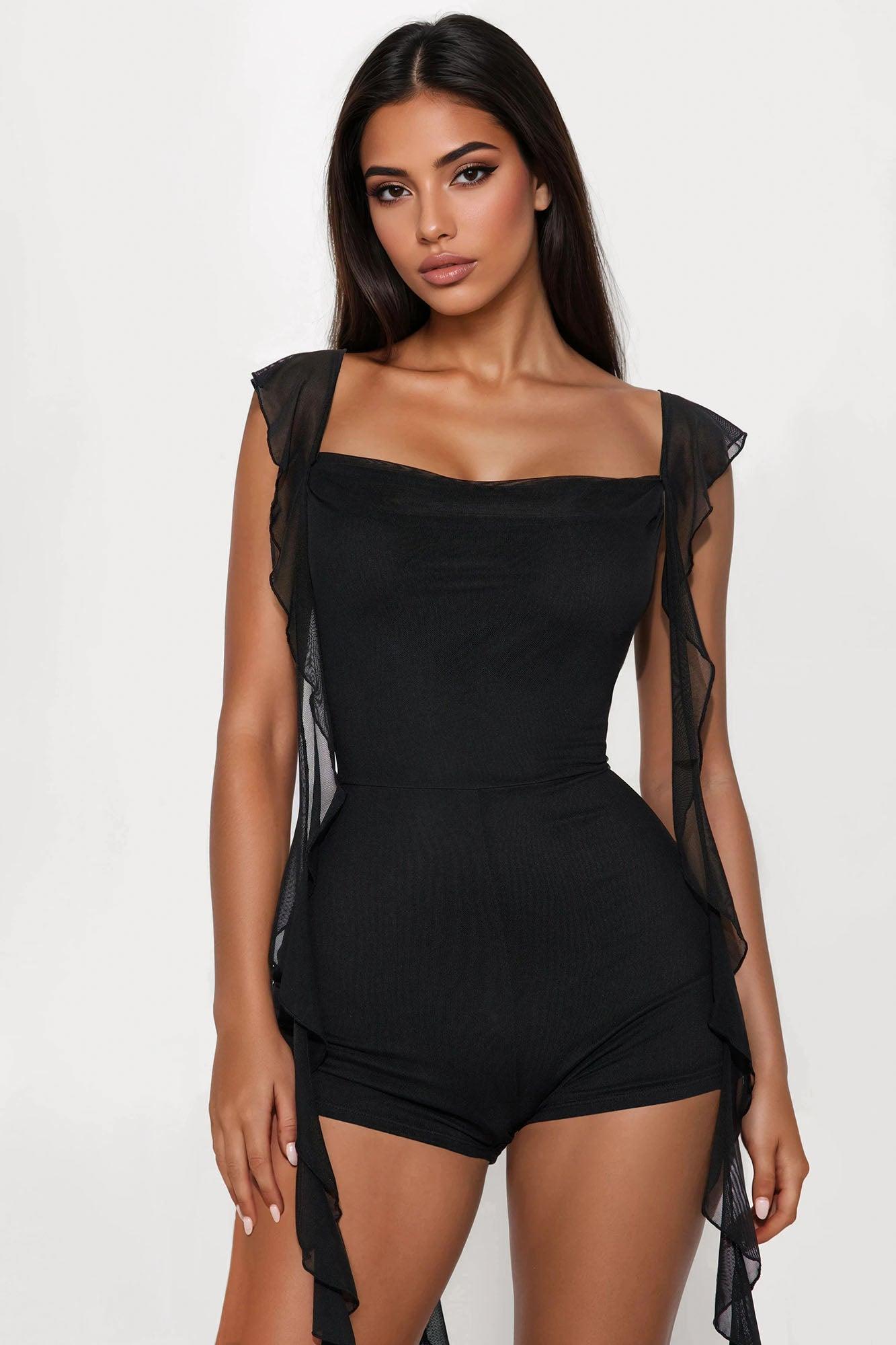 Anaisha Mesh Romper - Black Product Image