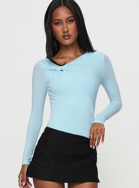 Glorious Look Twist Detail Bodysuit Blue Product Image