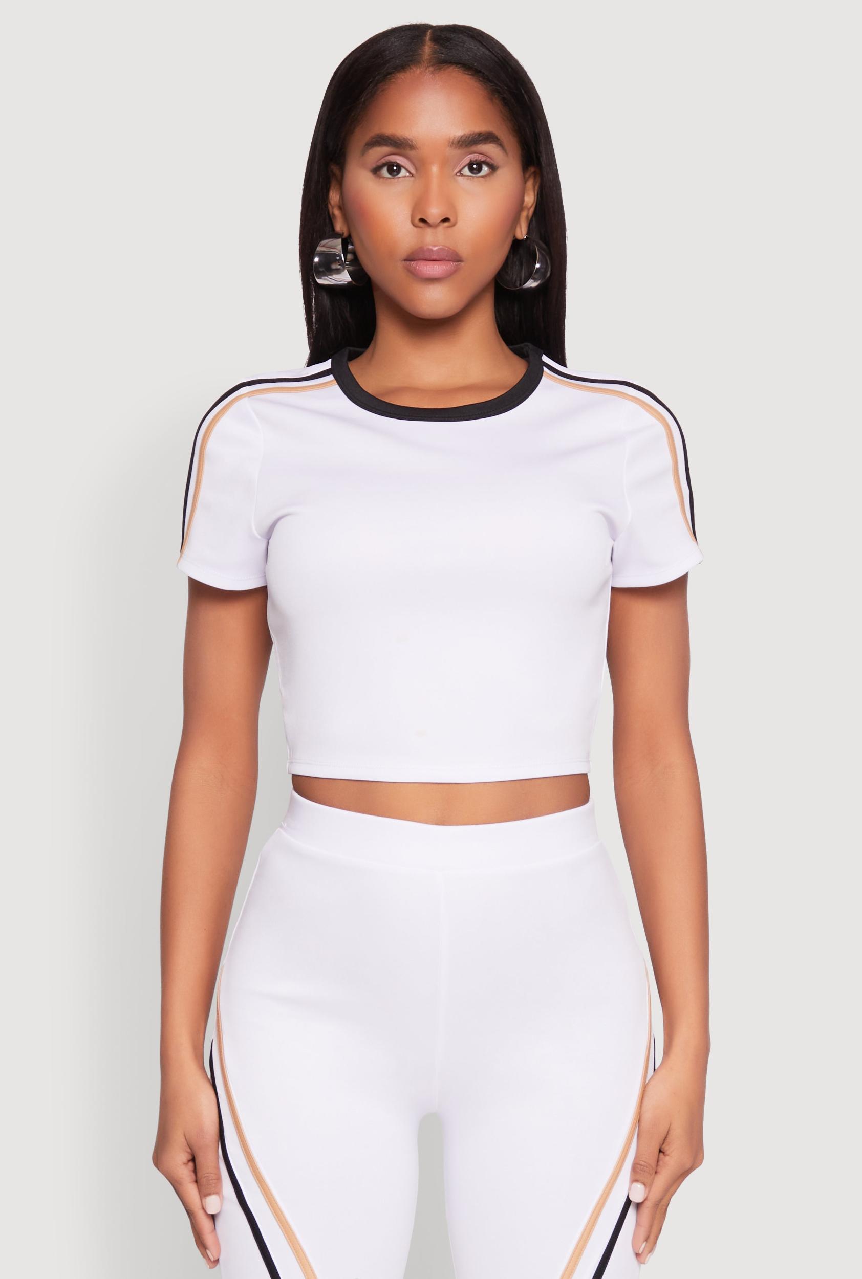 Womens Varsity Stripe Crop Top Product Image