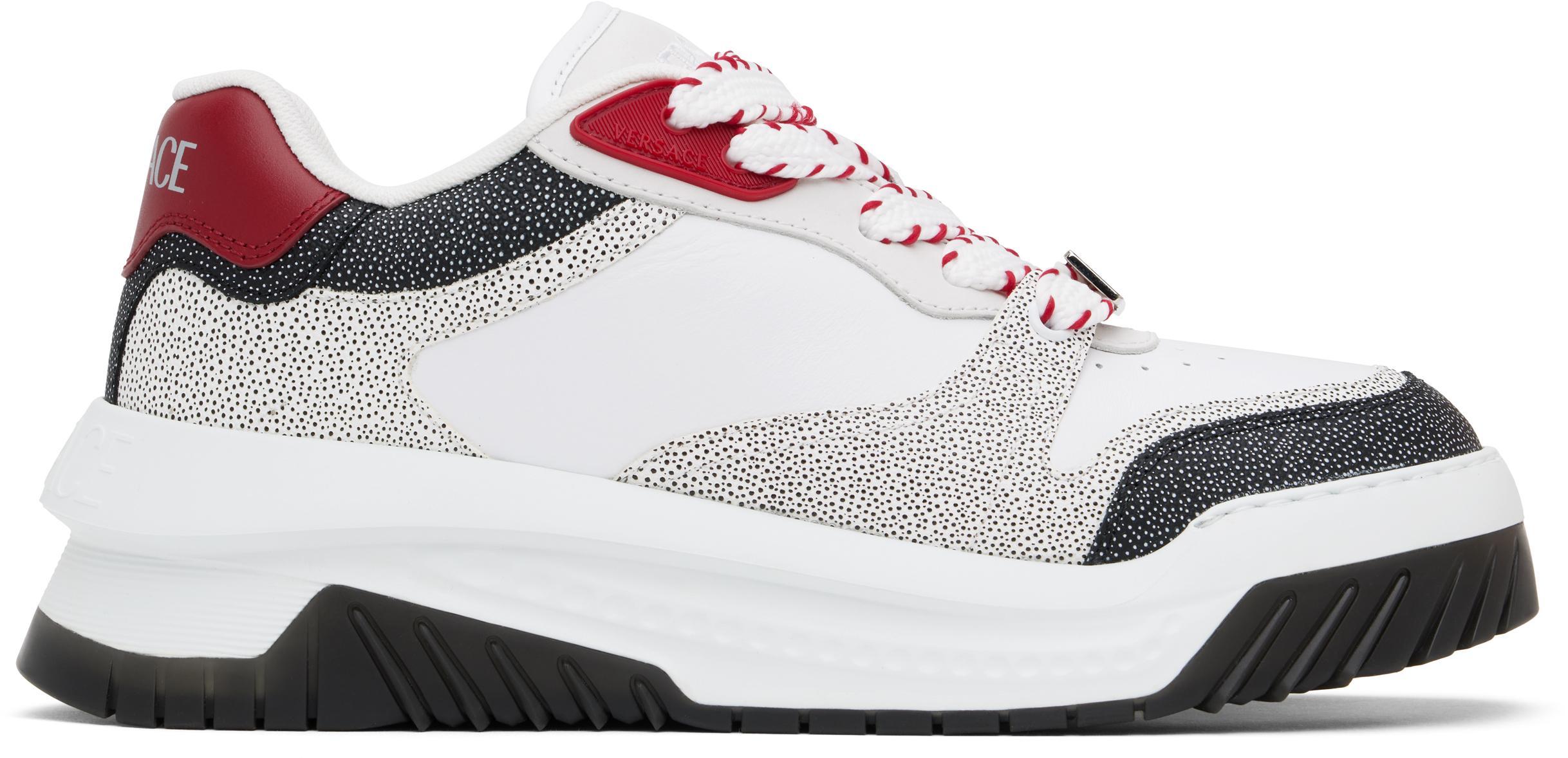 VERSACE Odissea Leather Sneakers In White Product Image