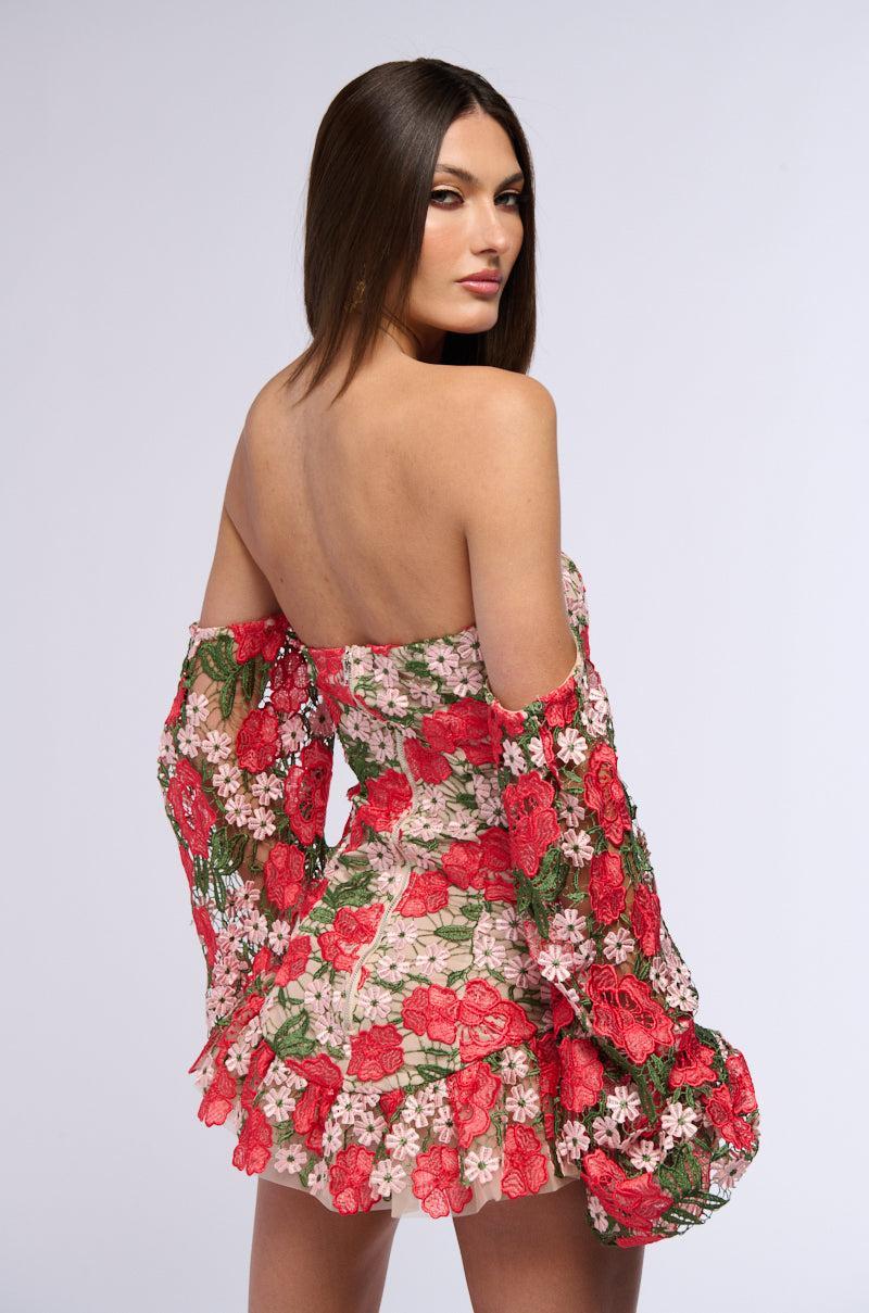 FLOWER POWER OFF THE SHOULDER MINI DRESS Product Image