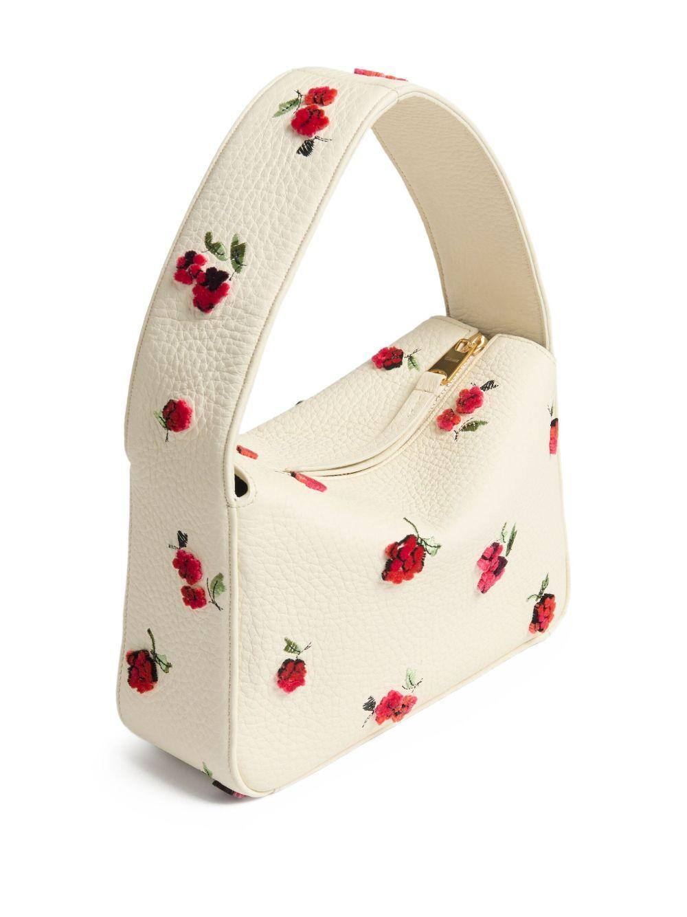 small Elena floral-embroidered leather shoulder bag Product Image