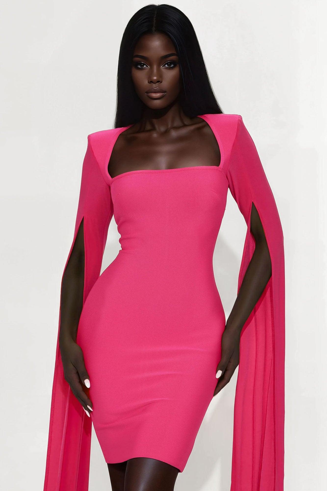 Mindset Is Everything Bandage Midi Dress - Hot Pink Product Image