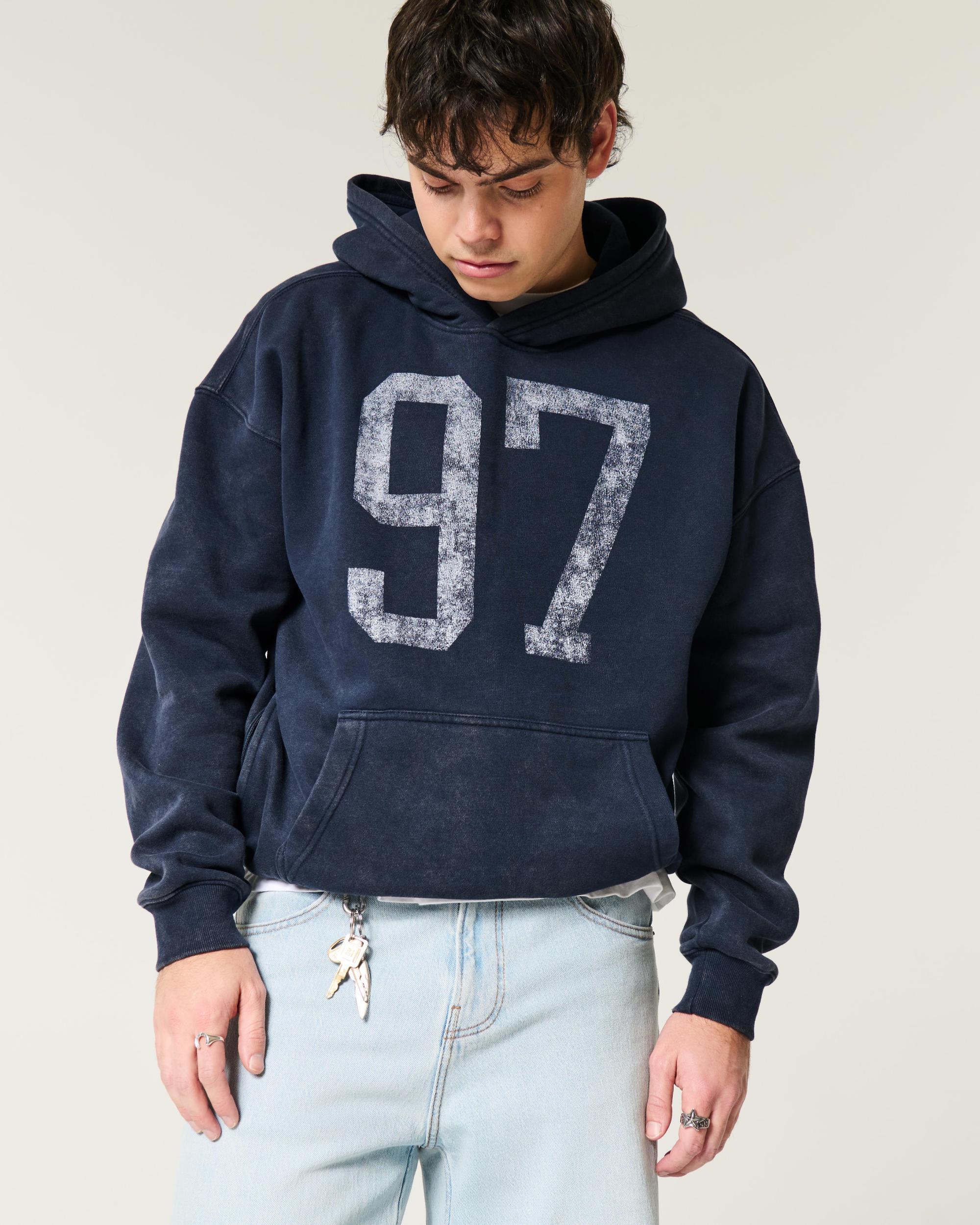Hollister Feel Good Fleece Boxy Camo Hoodie Product Image