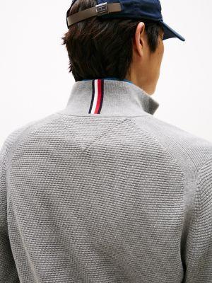 Textured Stitch Zip Mockneck Cardigan Product Image