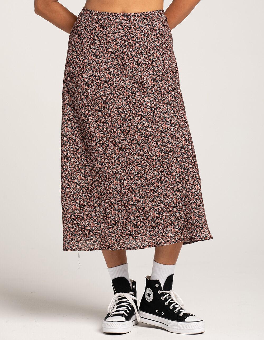 RSQ Womens Low Rise Ditsy Midi Skirt - CREAM/BLACK Product Image