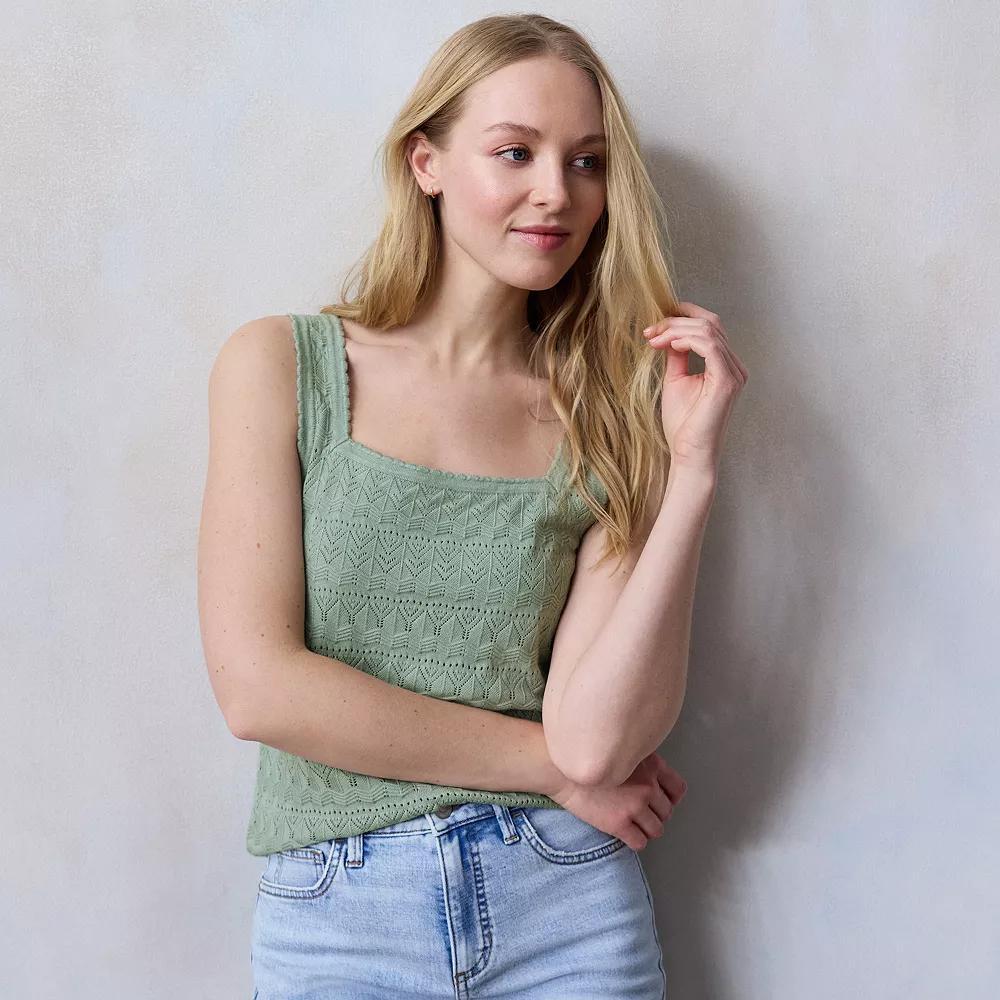 Petite LC Lauren Conrad Square Neck Sweater Tank Top, Women's, Size: XXL Petite, Valor Green Product Image