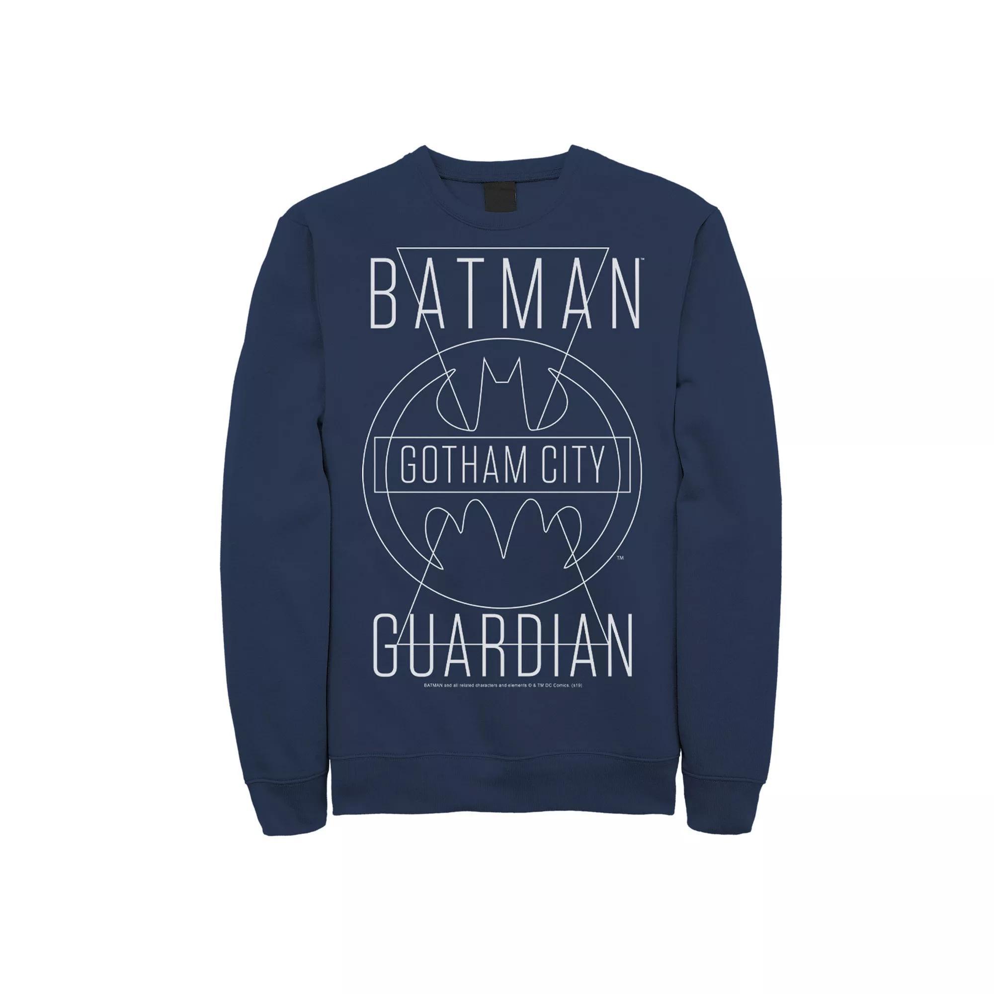 Men's DC Comics Batman Gotham City Guardian Text Poster Sweatshirt, Size: Small, Grey Heather Product Image
