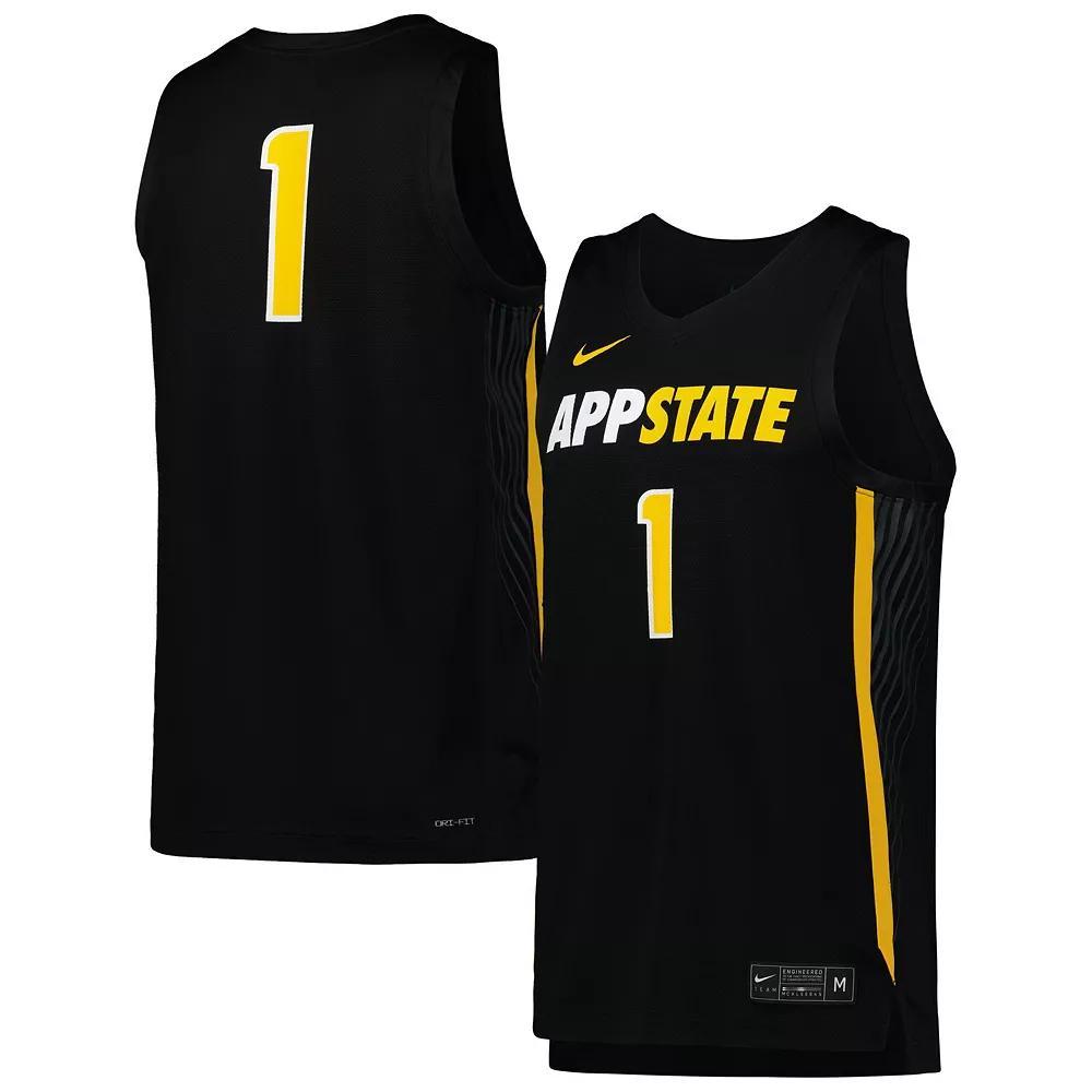 Men's Nike #1 Black Appalachian State Mountaineers Replica Basketball Jersey, Size: Medium, App Black Product Image